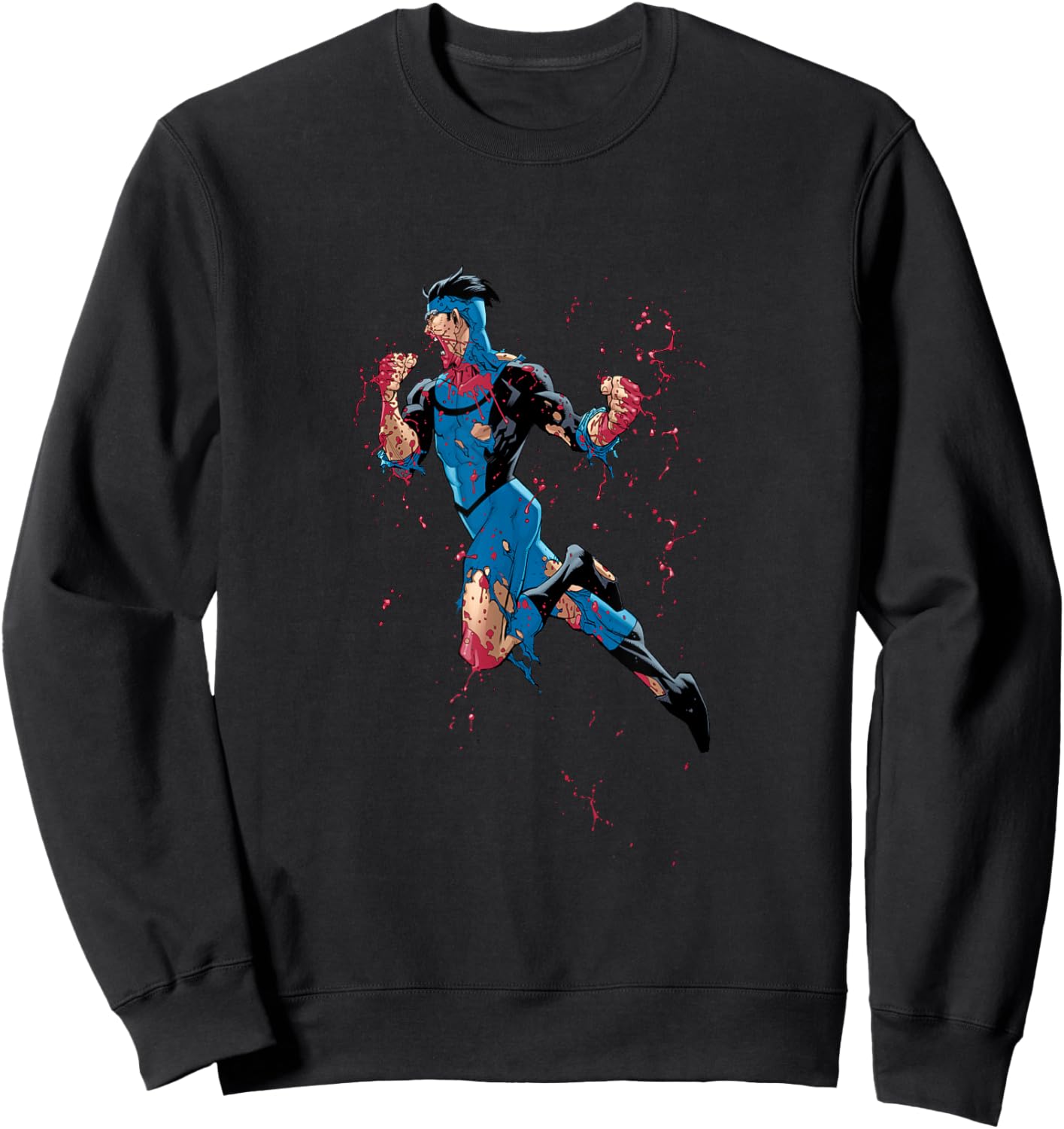 Invincible Blue Suit Battle Damage Sweatshirt - Sweatshirt | Black