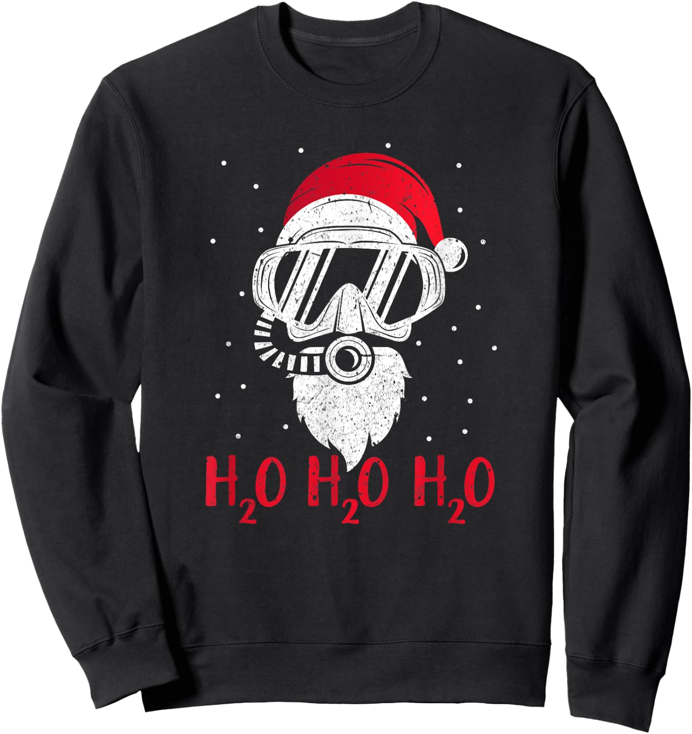 Diving Santa H2O H2O H2O funny Christmas Dive XMAS Sweatshirt - Sweatshirt | Black