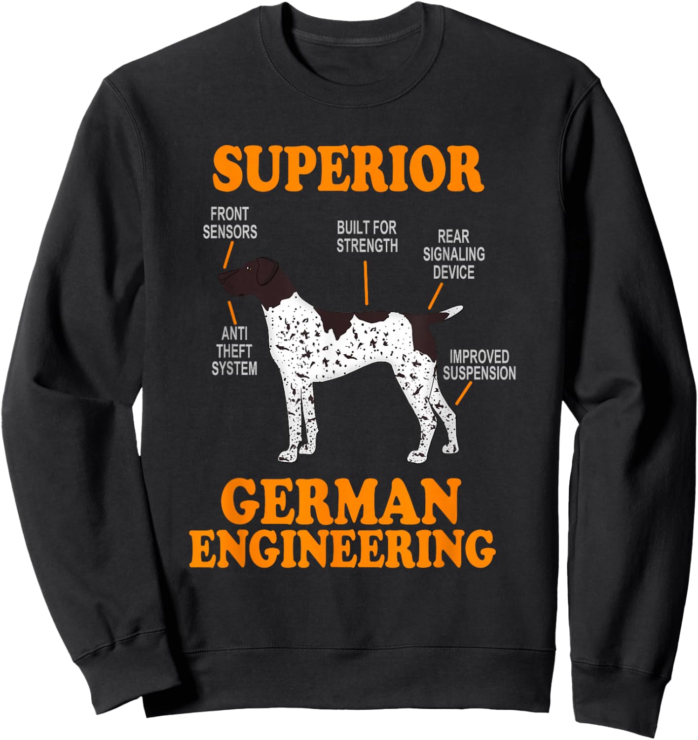 German Shorthair Pointer Funny | Dog Silhouette Sweatshirt - Sweatshirt | Black