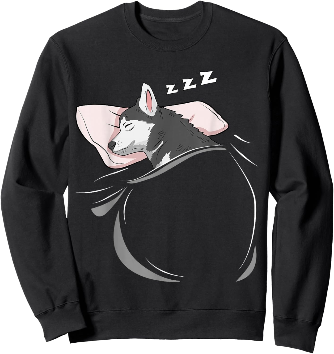 Husky Sleeping Animal Pajamas Nap PJs Outfit Gift Husky Sweatshirt - Sweatshirt | Black