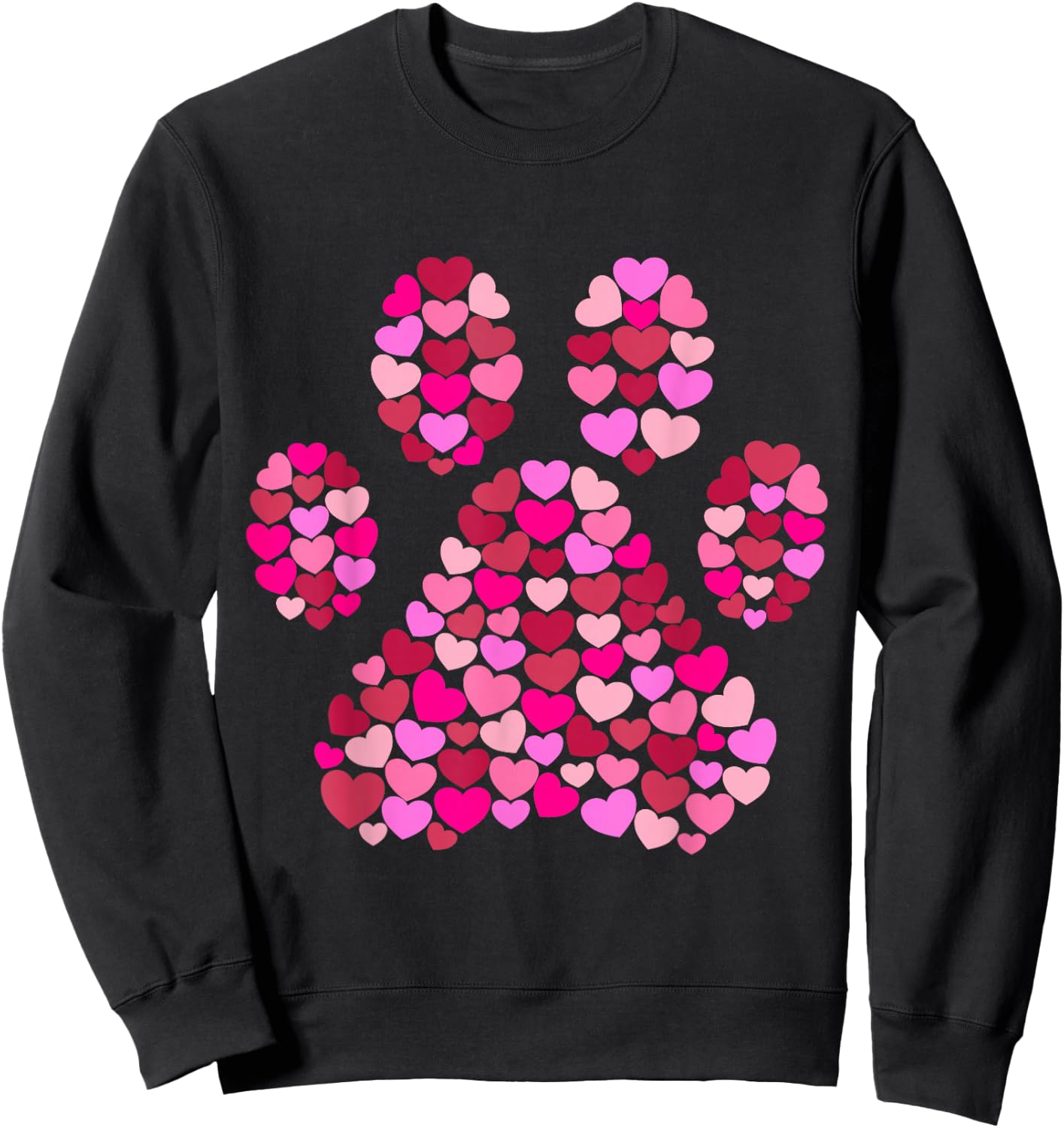 Paw Print Hearts Dog Lover Gift Men Women Girls Kids Sweatshirt - Sweatshirt | Black