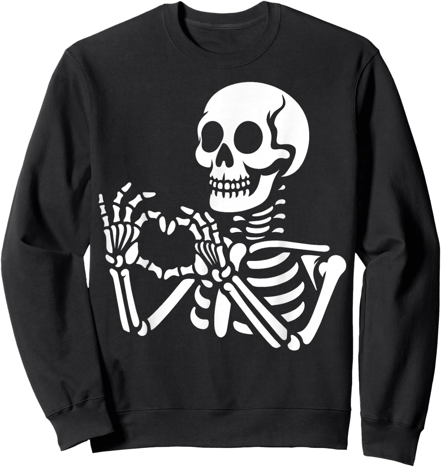 Skeleton Hands Heart Sign Retro Halloween Skeleton Hand Sign Sweatshirt - Sweatshirt | Black