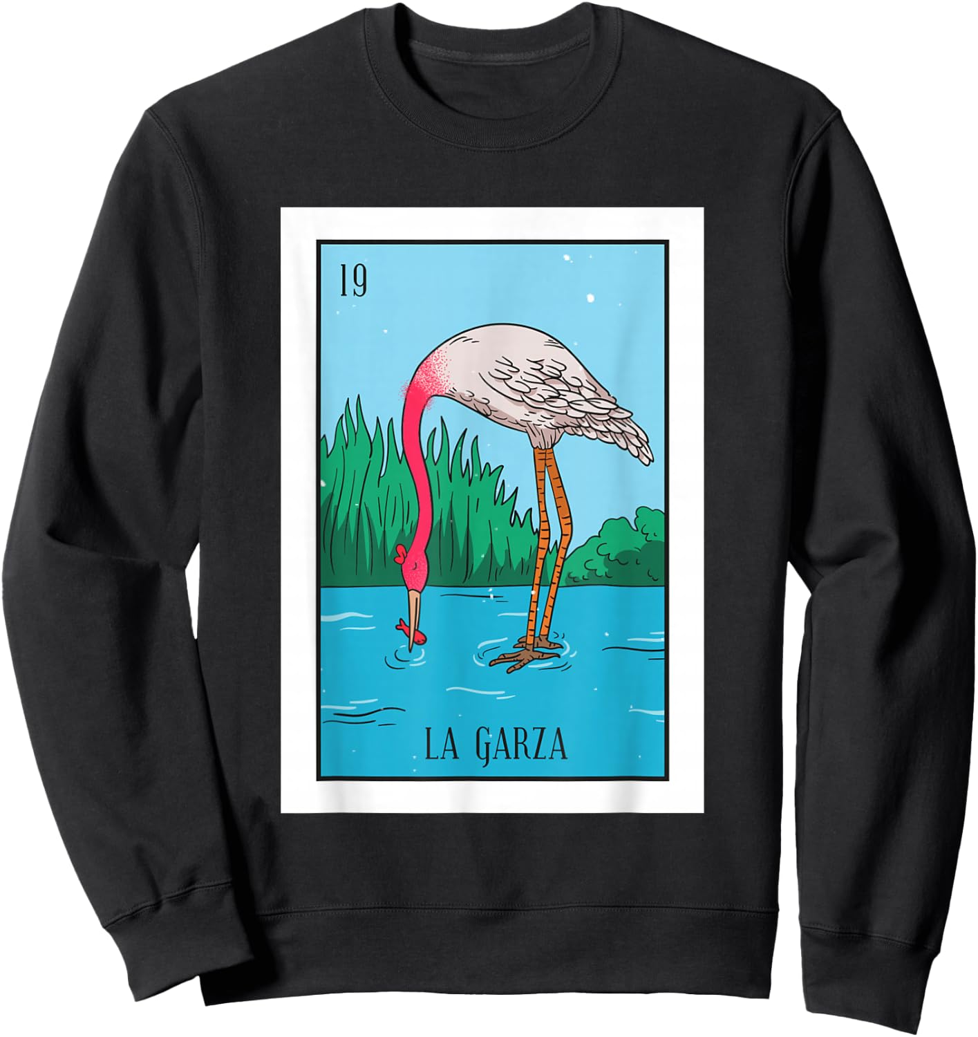 La Garza Lottery Card Gift Heron Card Mexican Lottery Sweatshirt - Sweatshirt | Black