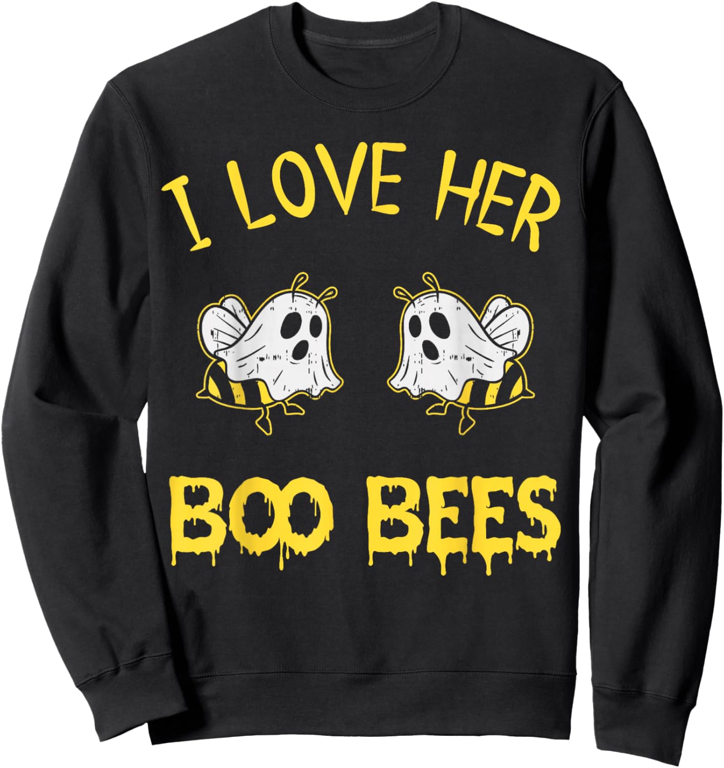 I Love Her Boo Bees Couples Halloween Adult Costume His Men Sweatshirt - Sweatshirt | Black