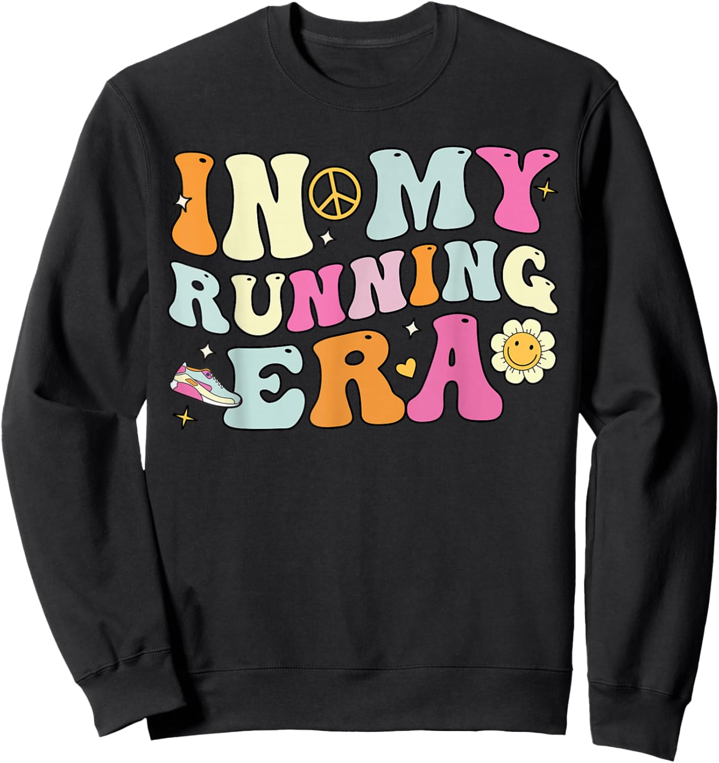 In My Running Era, Cute Groovy Runners Sweatshirt - Sweatshirt | Black