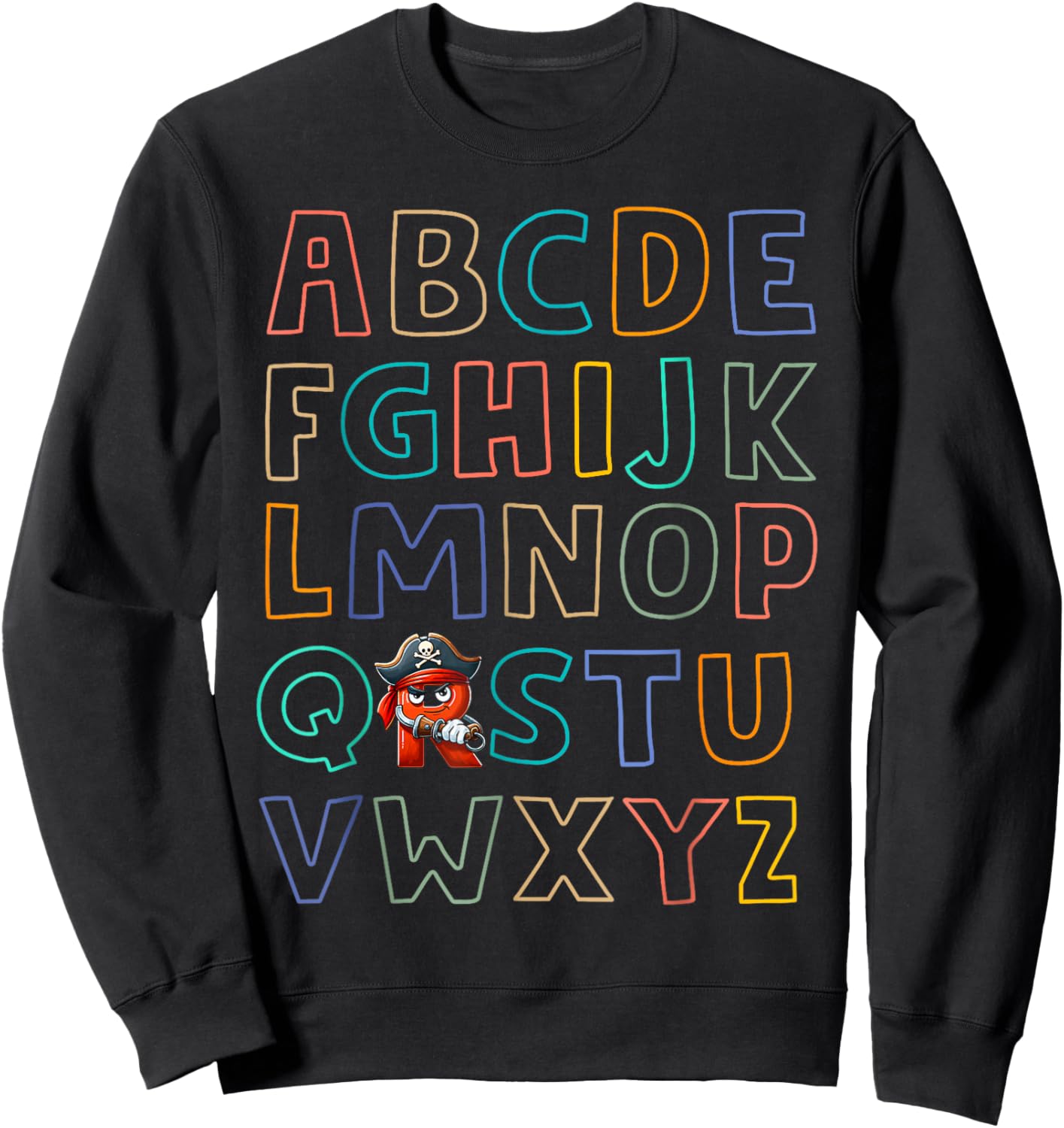 Funny Pirate Day Abc's Alphabet R Bandana Eyepatch Halloween Sweatshirt - Sweatshirt | Black