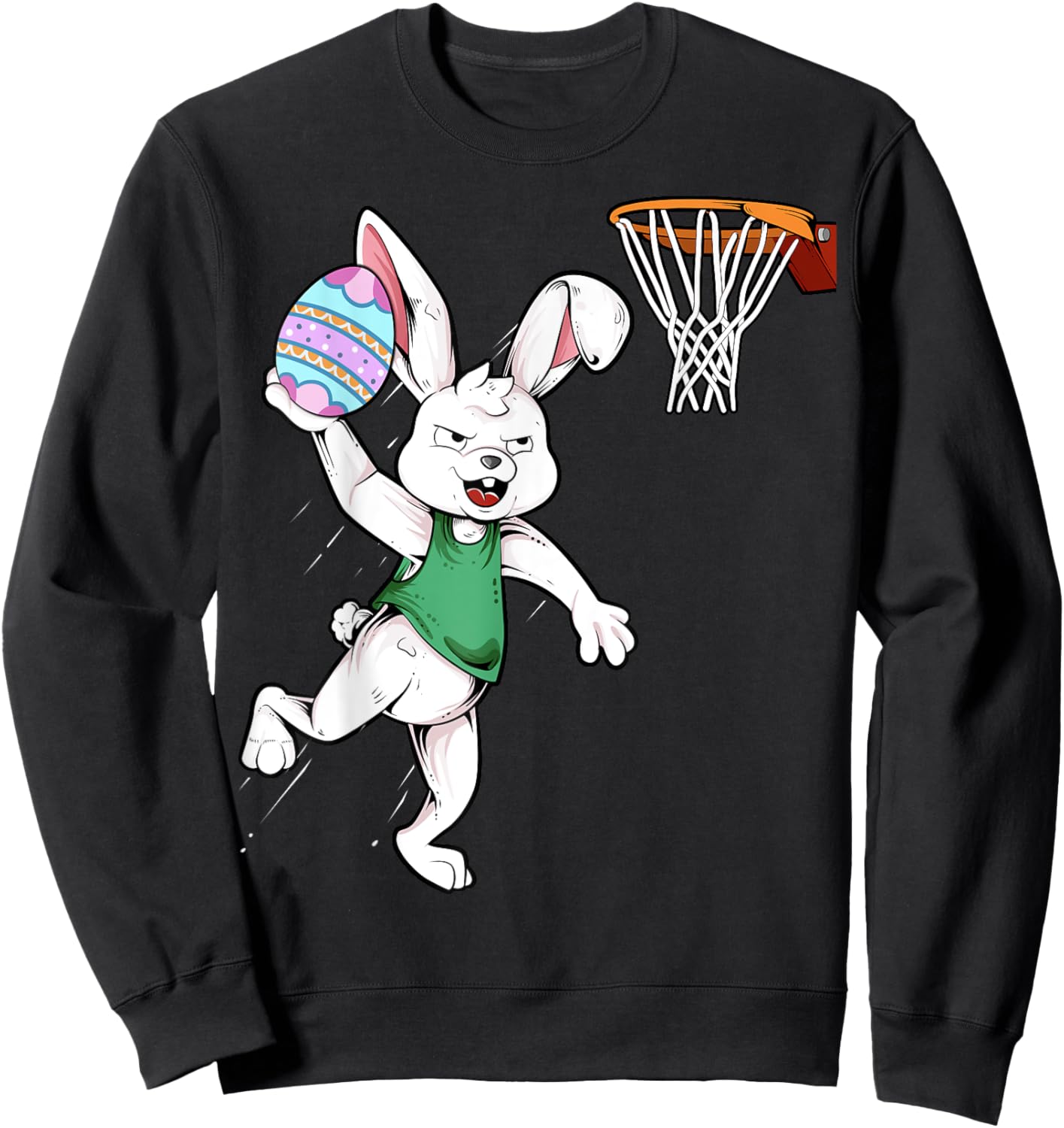 Happy Easter Shirt Kids Boys Bunny Dunk Basketball Easter Sweatshirt - Sweatshirt | Black