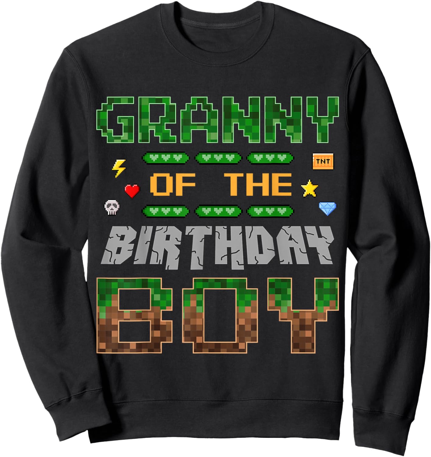 Granny of the Birthday Boy Pixel Gamer Family Love Sweatshirt - Sweatshirt | Black