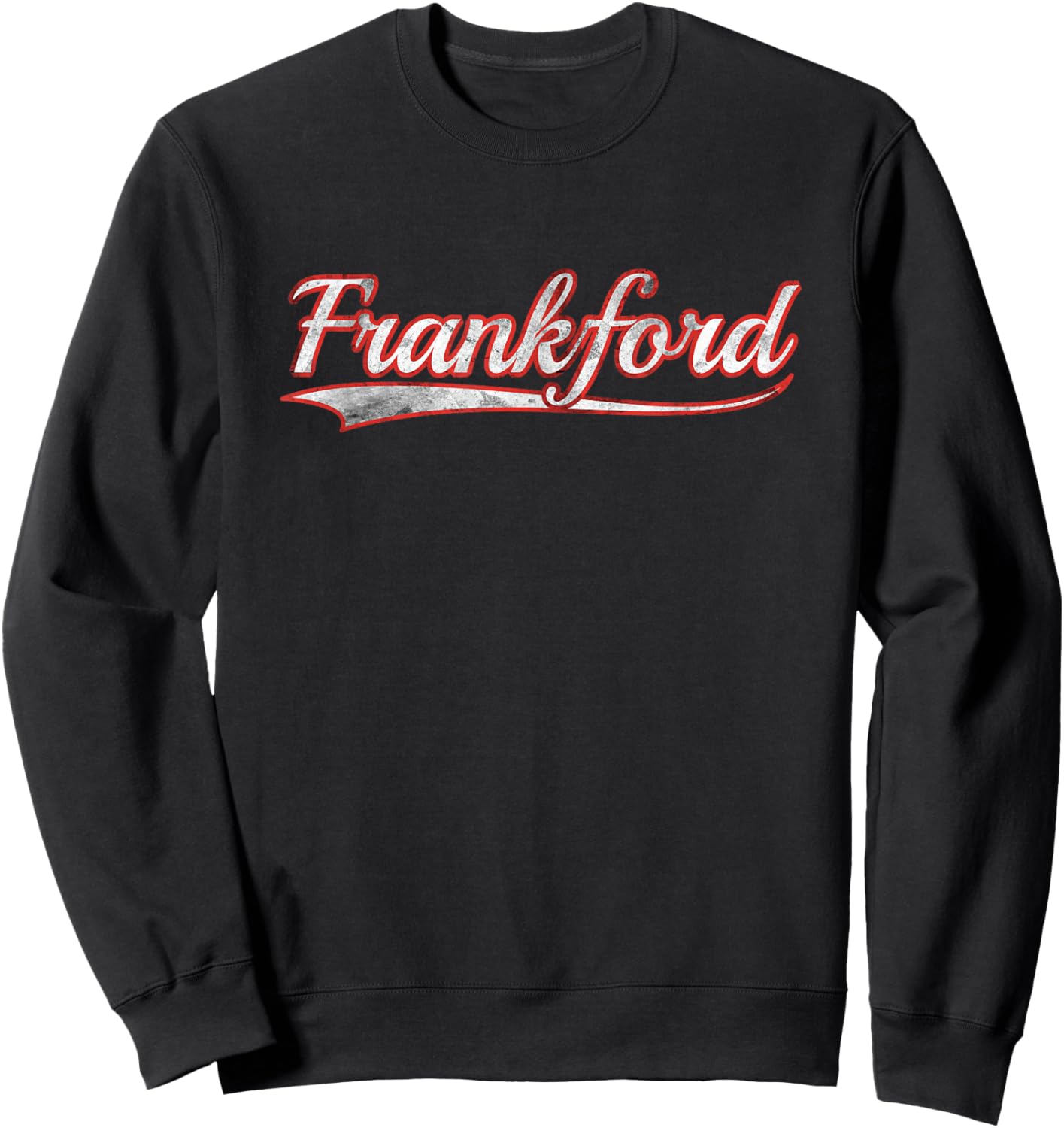 Frankford Vintage Varsity Distressed Throwback Style Sweatshirt - Sweatshirt | Black