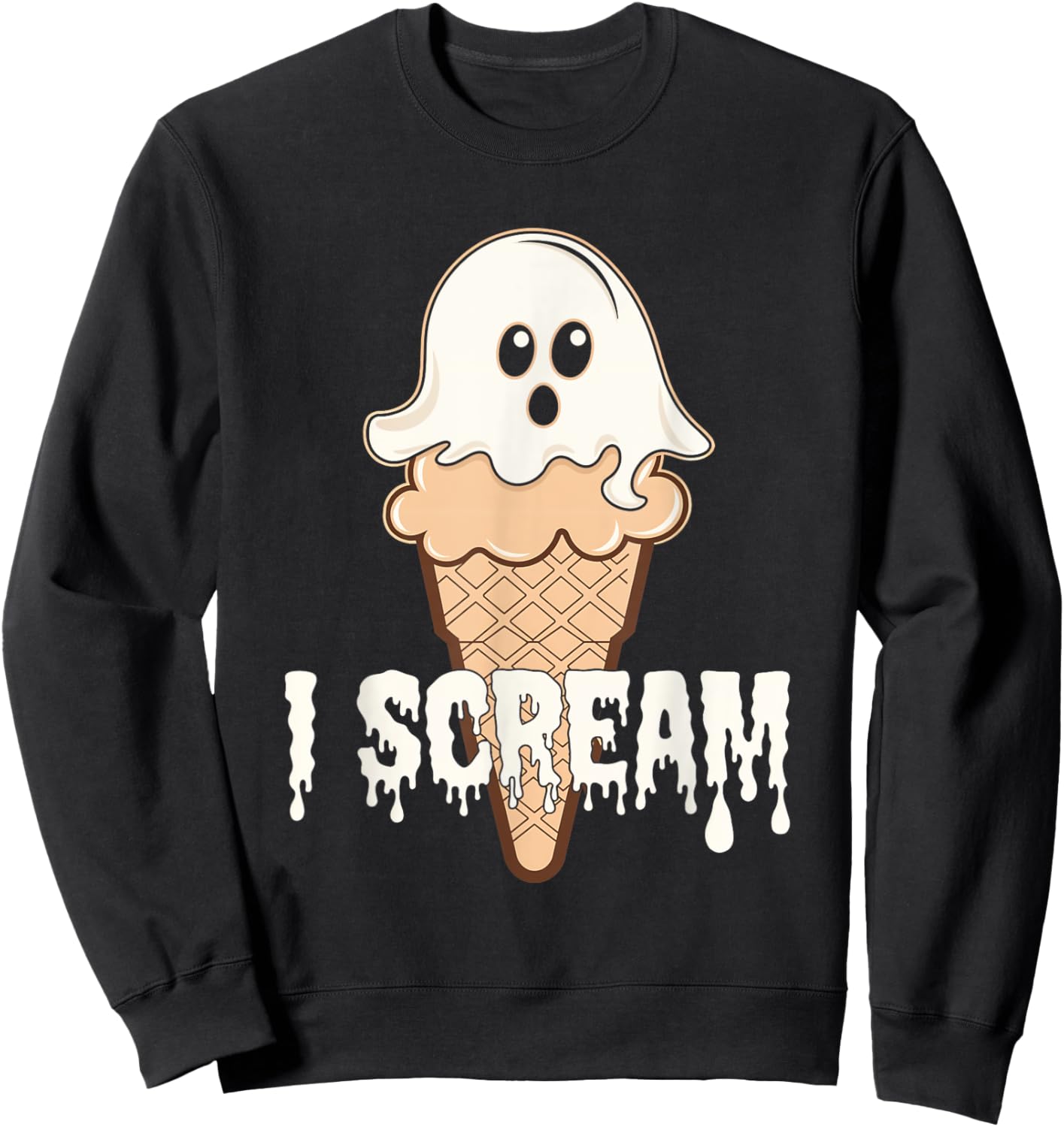 I Scream Ice Cream Ghost Halloween Costume Spooky Sweatshirt - Sweatshirt | Black