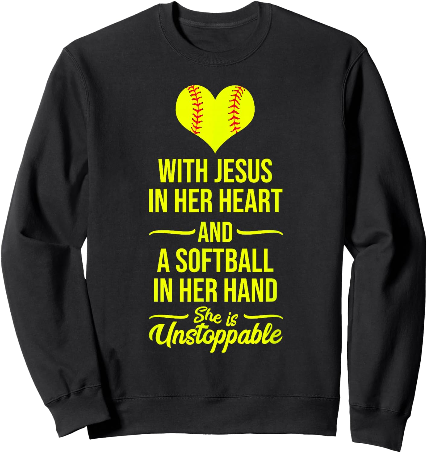 Softball with Jesus in Her Heart Softball Pitcher Sweatshirt - Sweatshirt | Black