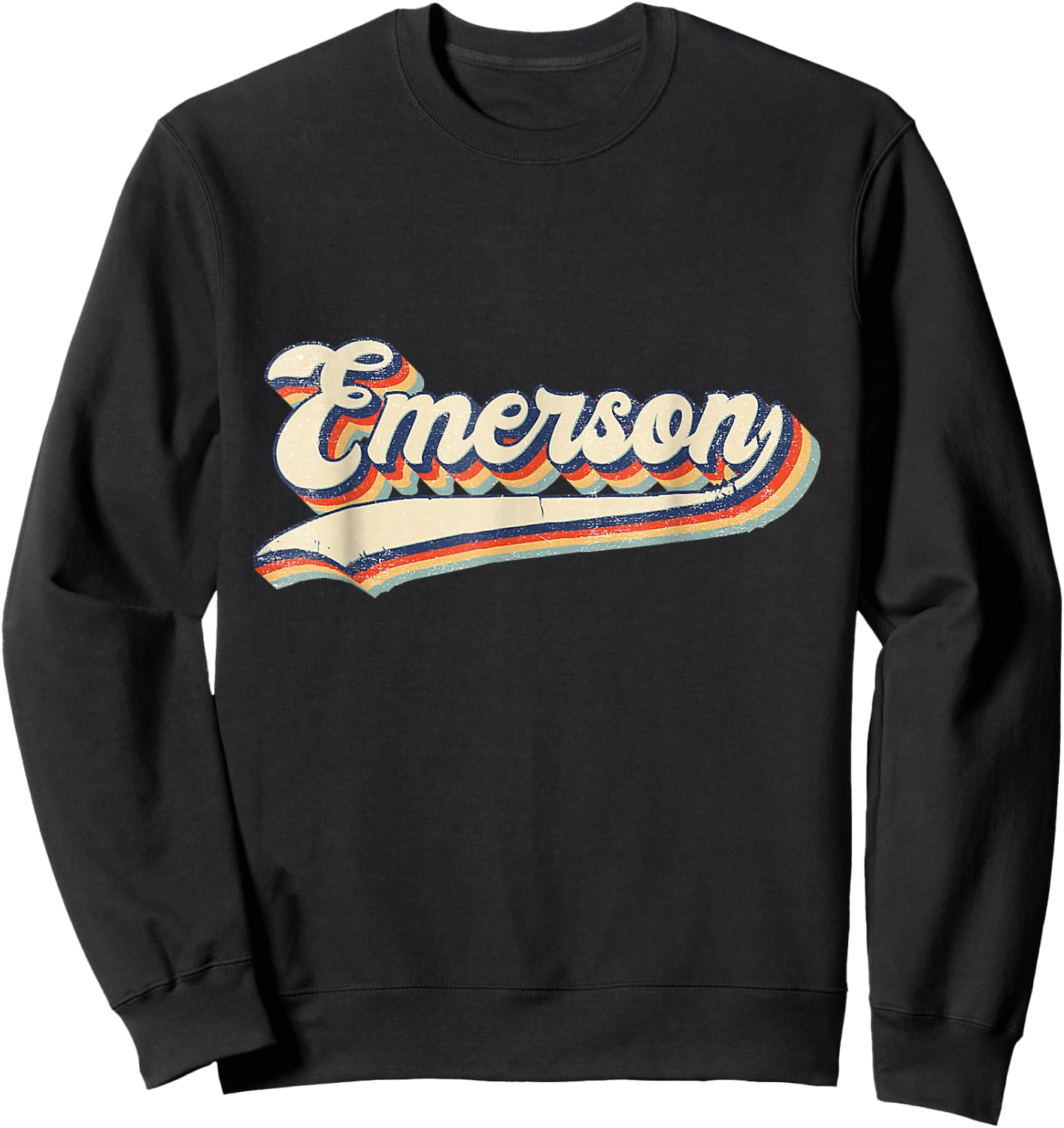 Emerson Sports Name Vintage Retro Women Boy Girl Sweatshirt - Sweatshirt | Black