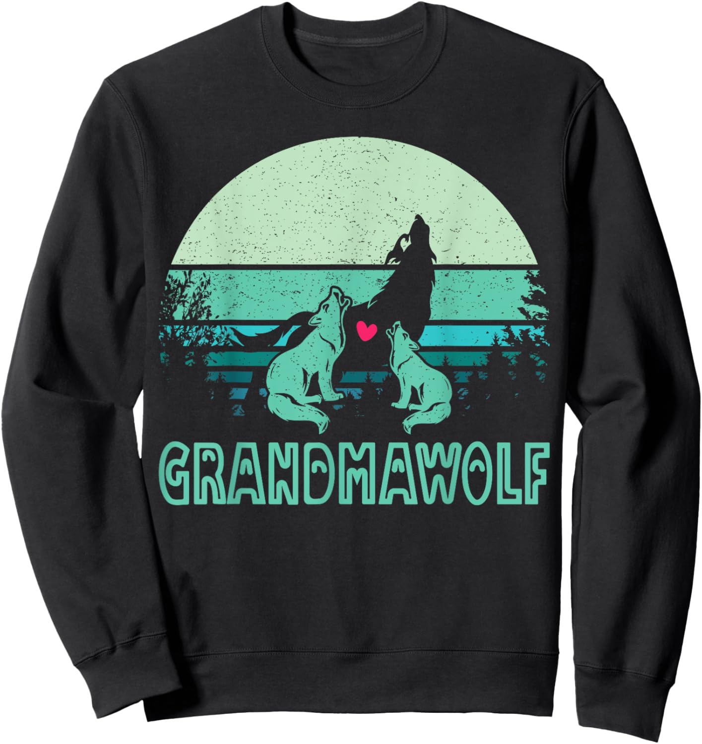 grandmawolf for lovers mom grandma wolf & wolves Mothers Day Sweatshirt - Sweatshirt | Black