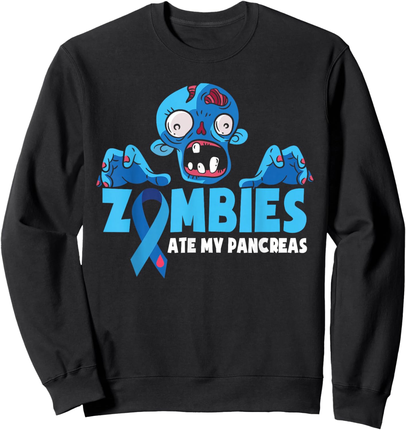 Type 1 Diabetes Kids Zombies Ate My Pancreas Sweatshirt - Sweatshirt | Black