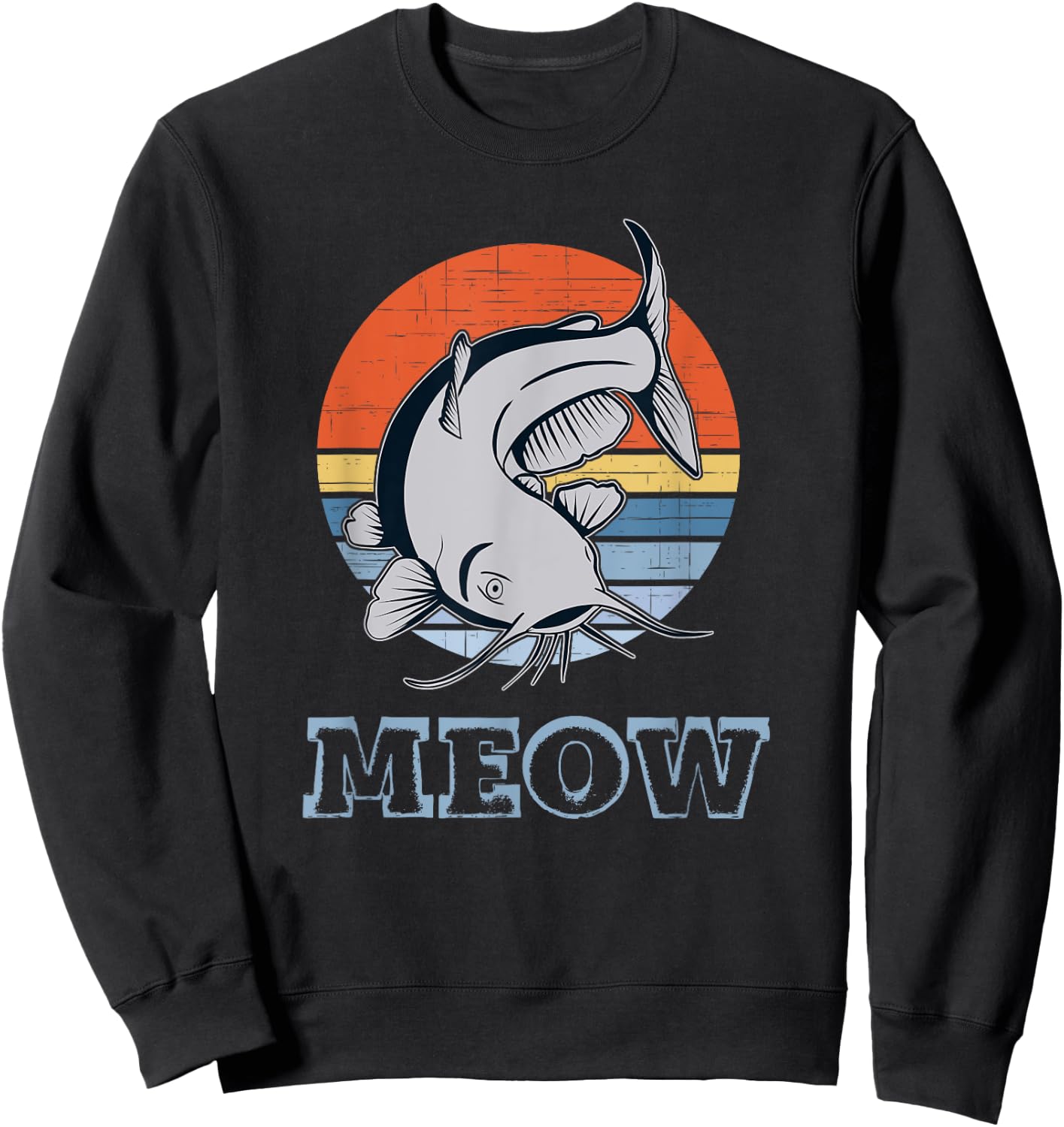 Catfish Meow Retro Distressed Sunset Sweatshirt - Sweatshirt | Black