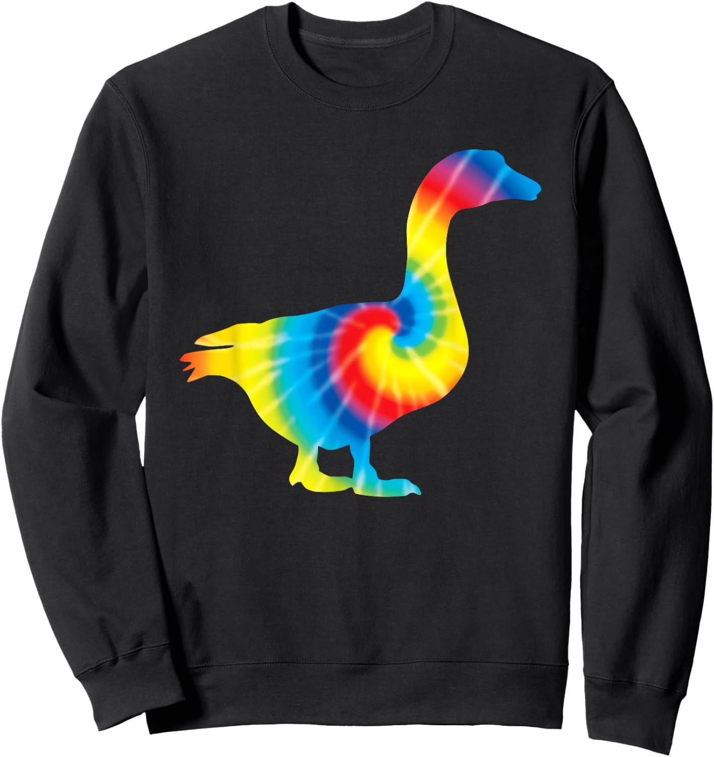 Tie Dye Goose Rainbow Print Waterfowl Hippie Peace Gift Sweatshirt - Sweatshirt | Black