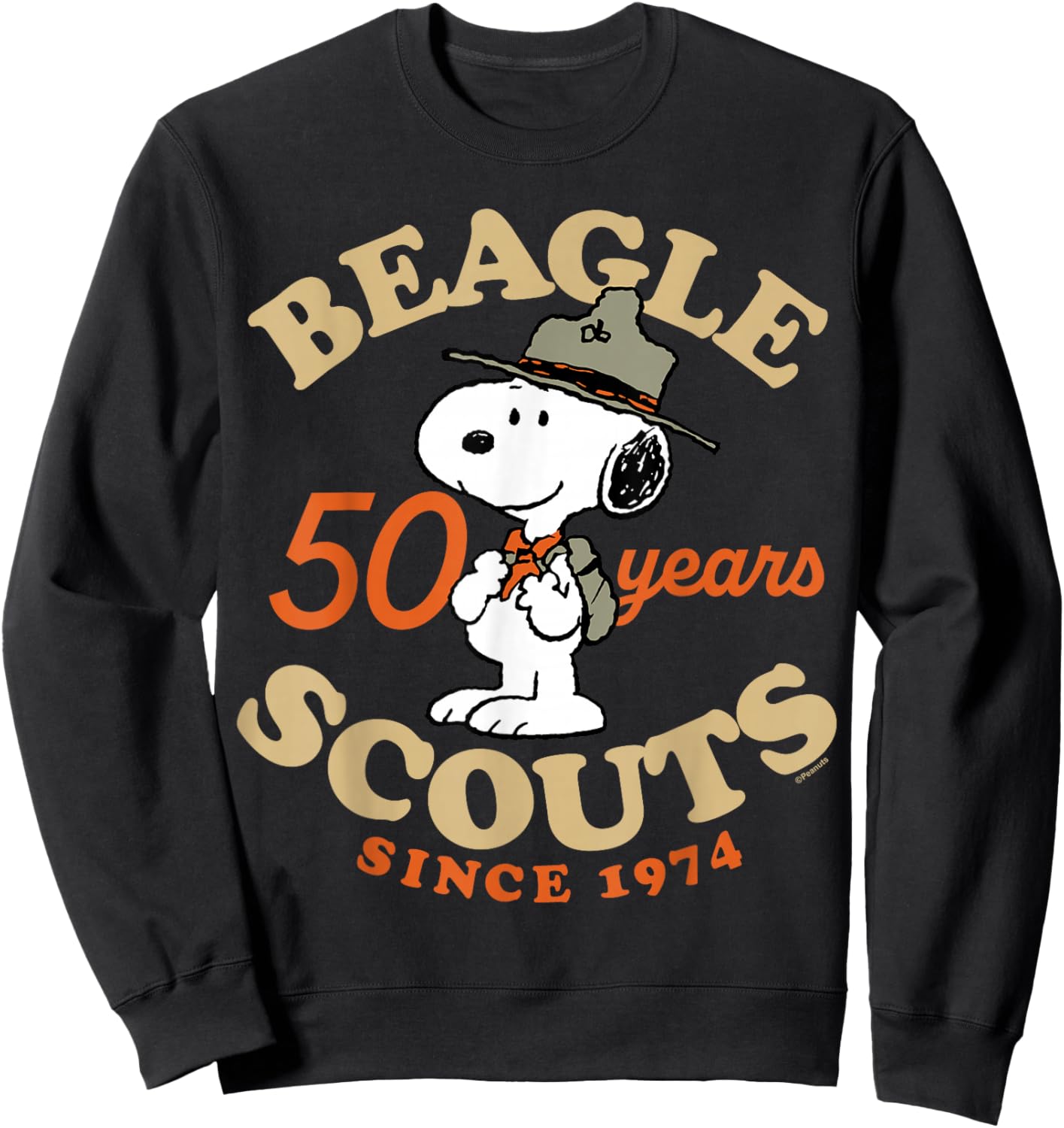 Peanuts - Snoopy Beagle Scouts 50 Year Badge Sweatshirt - Sweatshirt | Black
