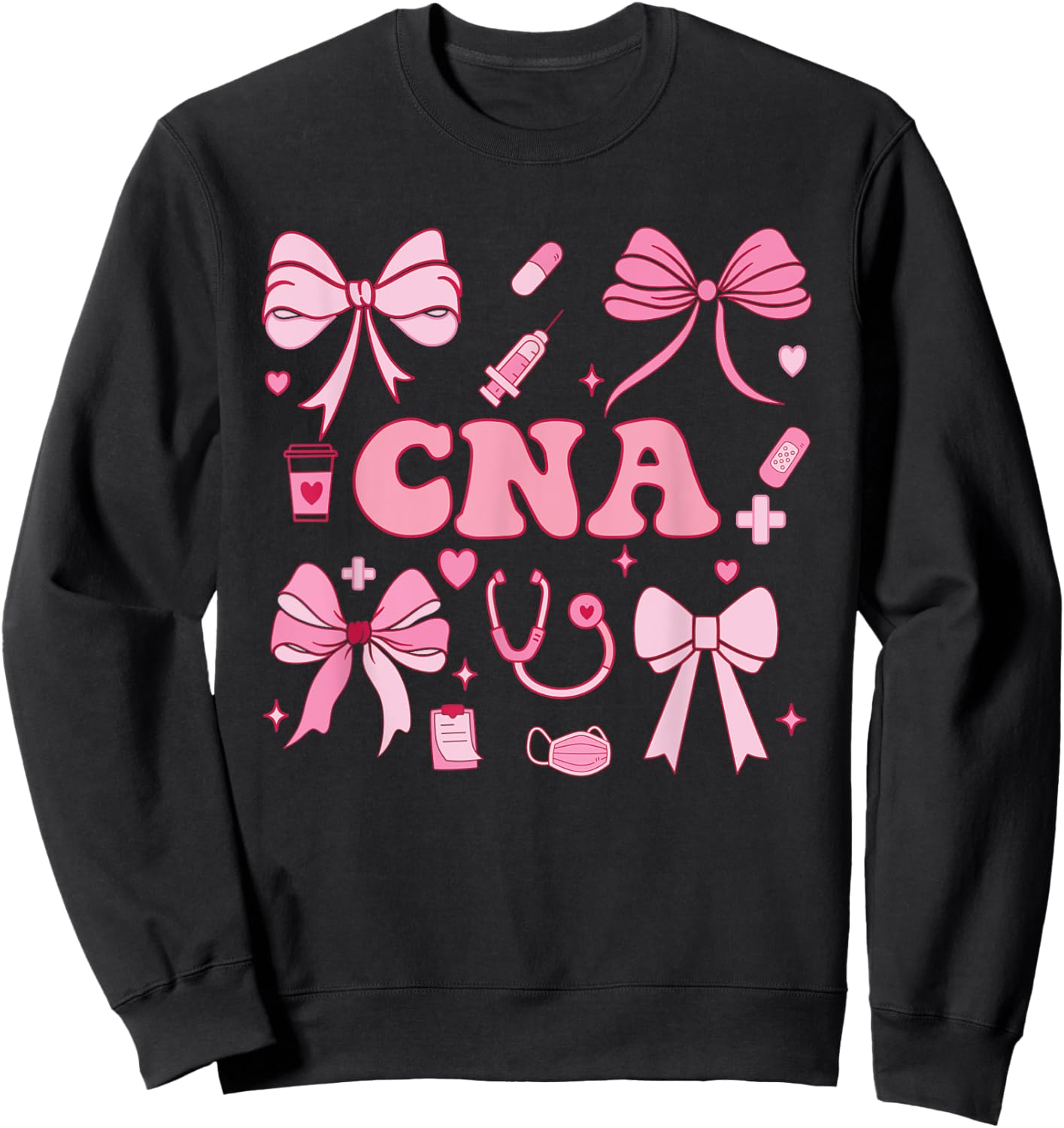 CNA Certified Nurse Assistant Coquette Bow Sweatshirt - Sweatshirt | Black