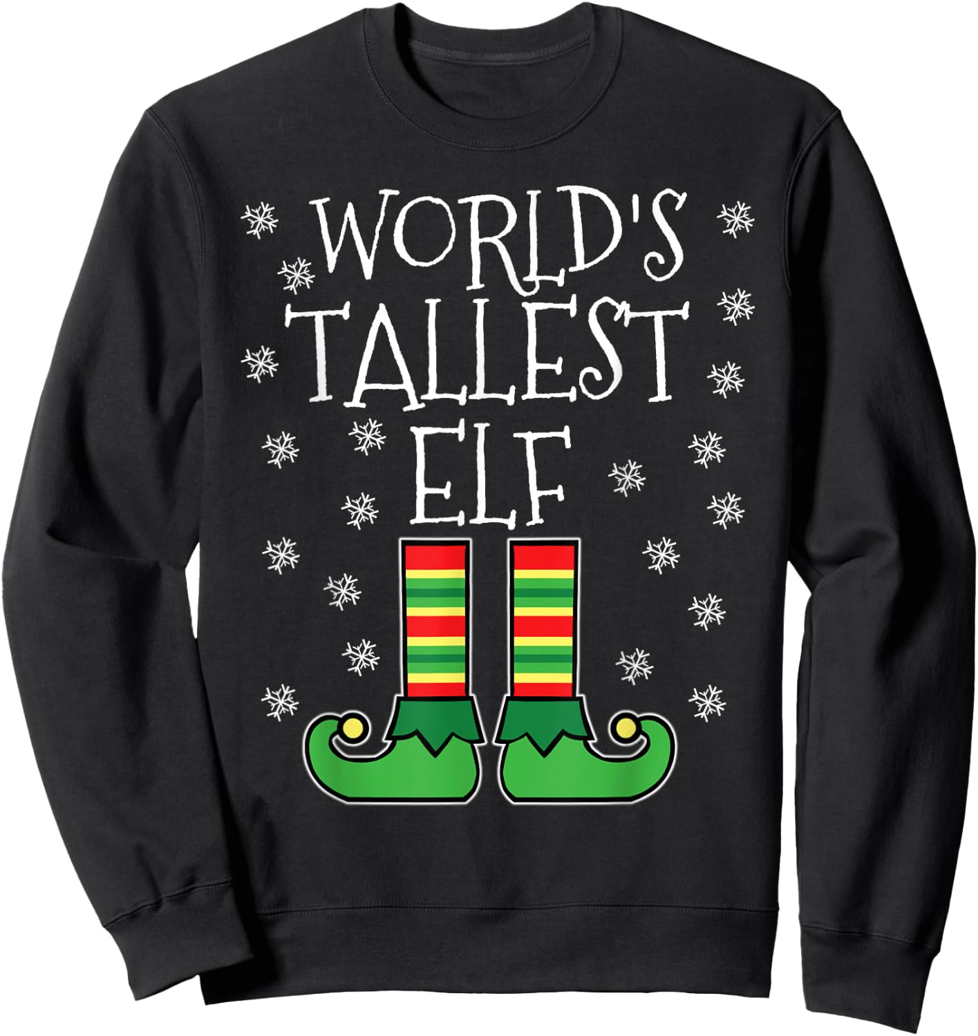 World's Tallest Elf Matching Family Group Christmas Couples Sweatshirt - Sweatshirt | Black