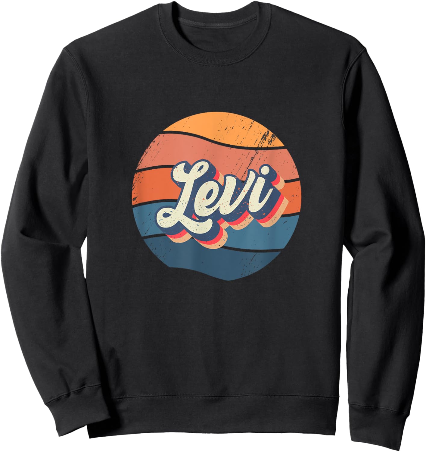 Levi Retro First Name Vintage Forename Personalized Sweatshirt - Sweatshirt | Black
