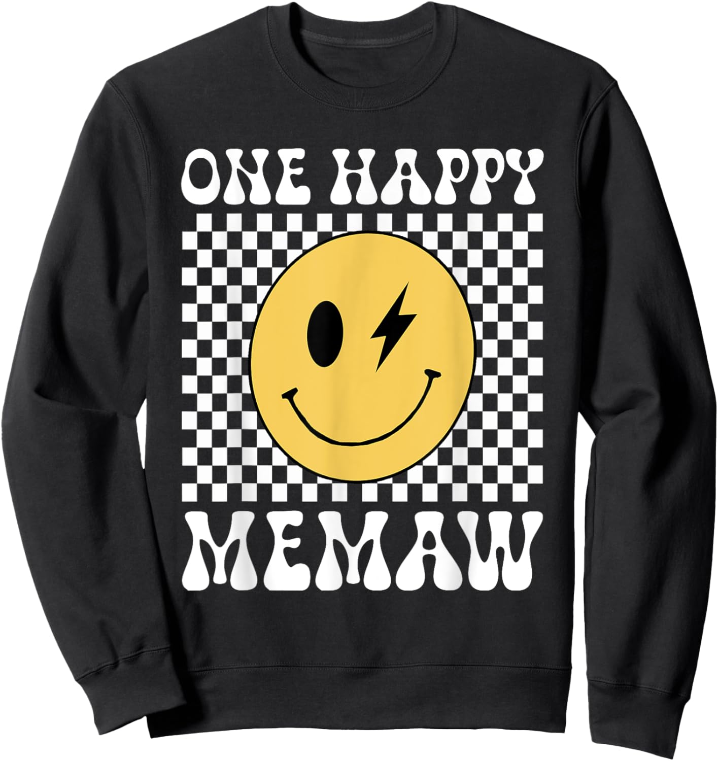 Groovy Memaw One Happy Dude Birthday Family Matching Sweatshirt - Sweatshirt | Black