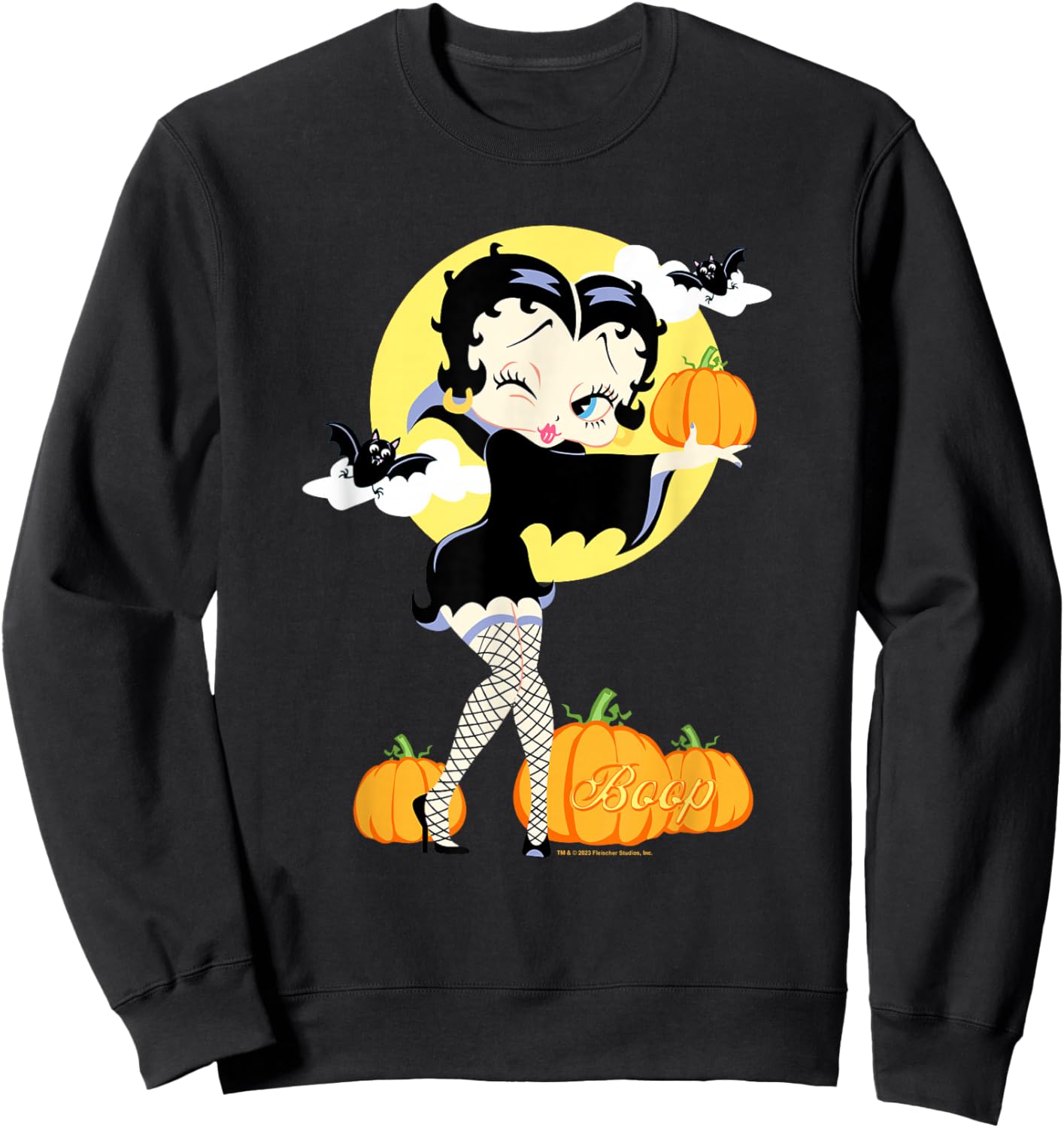 Betty Boop Halloween Sexy Miss Dracula Pumpkin Night Poster Sweatshirt - Sweatshirt | Black