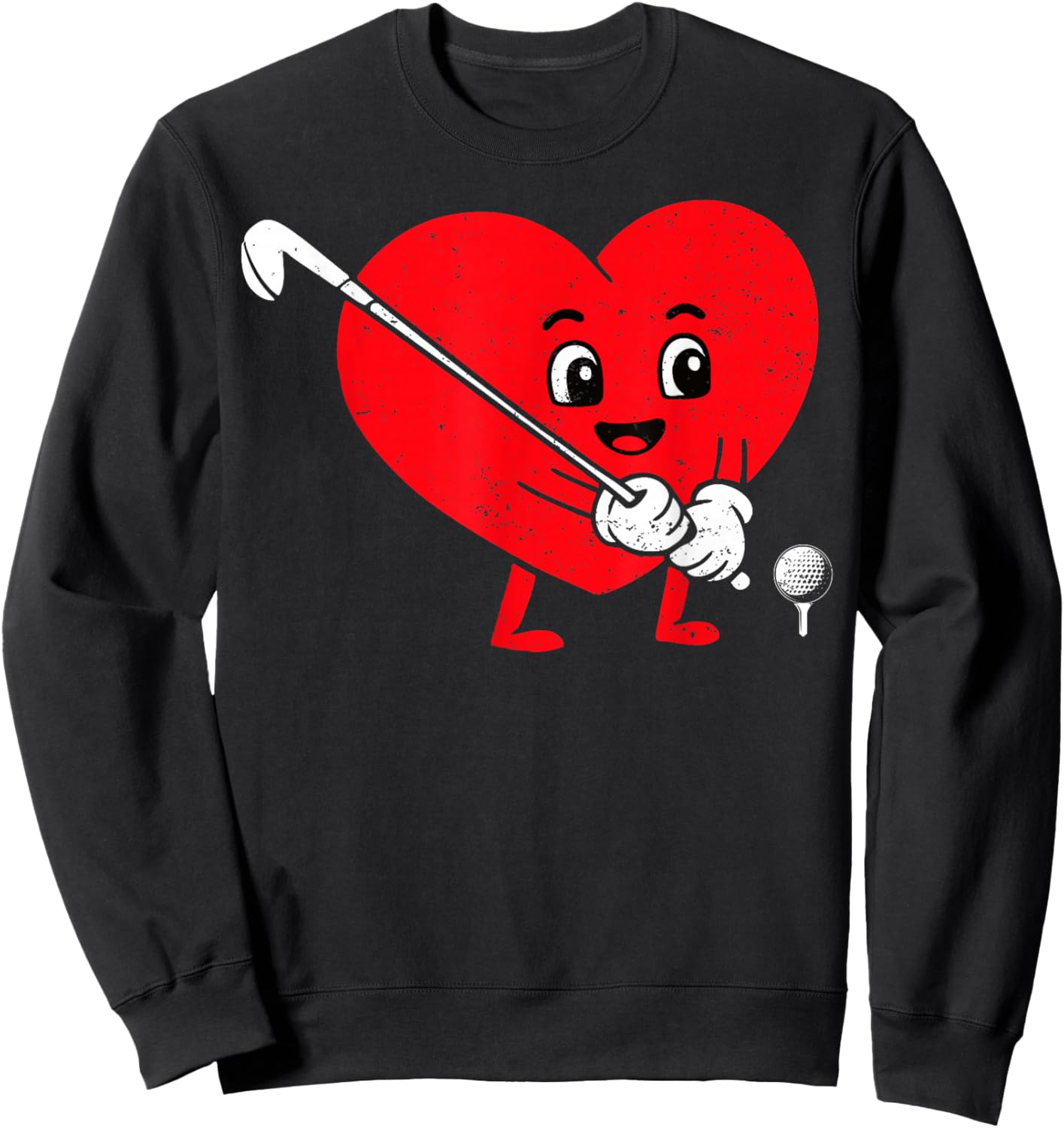 Happy Valentine Golf Heart Matching Couples Sweatshirt - Sweatshirt | Black