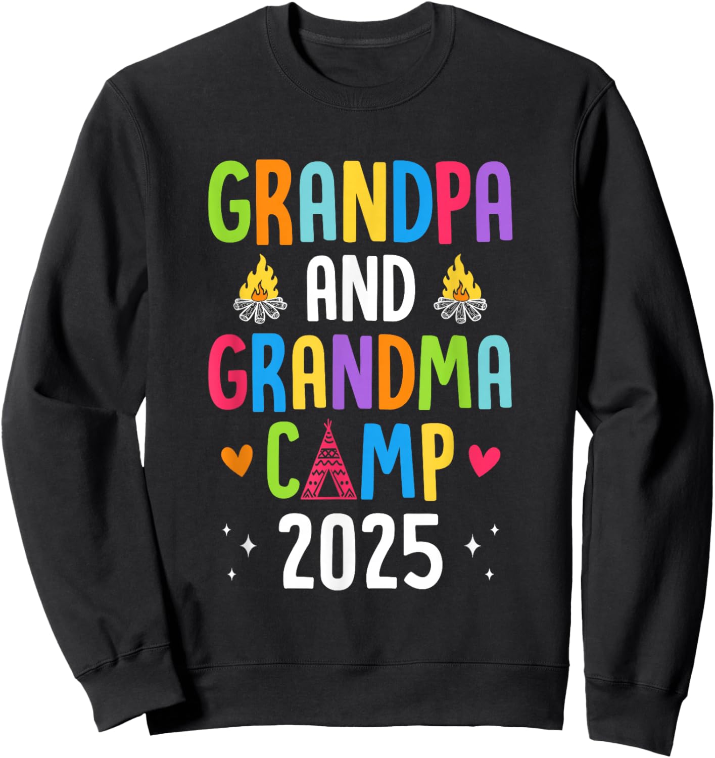 Grandparents Camp 2025 Cousins Summer Camping Vacation Sweatshirt - Sweatshirt | Black