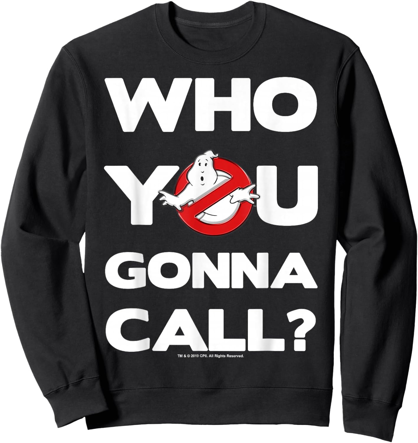 Ghostbusters Who You Gonna Call Bold Text Movie Logo Sweatshirt - Sweatshirt | Black