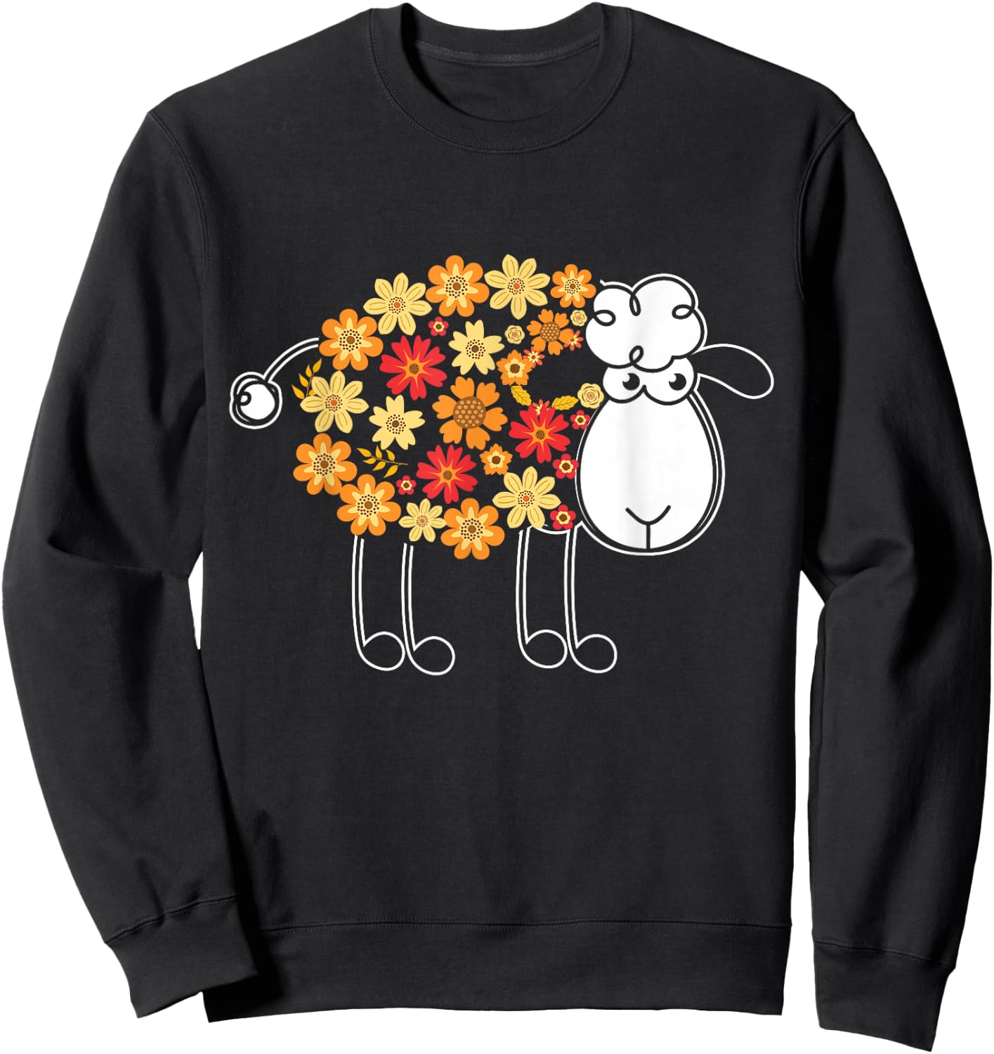Funny Flower Sheep Design for Farming Lovers Sweatshirt - Sweatshirt | Black
