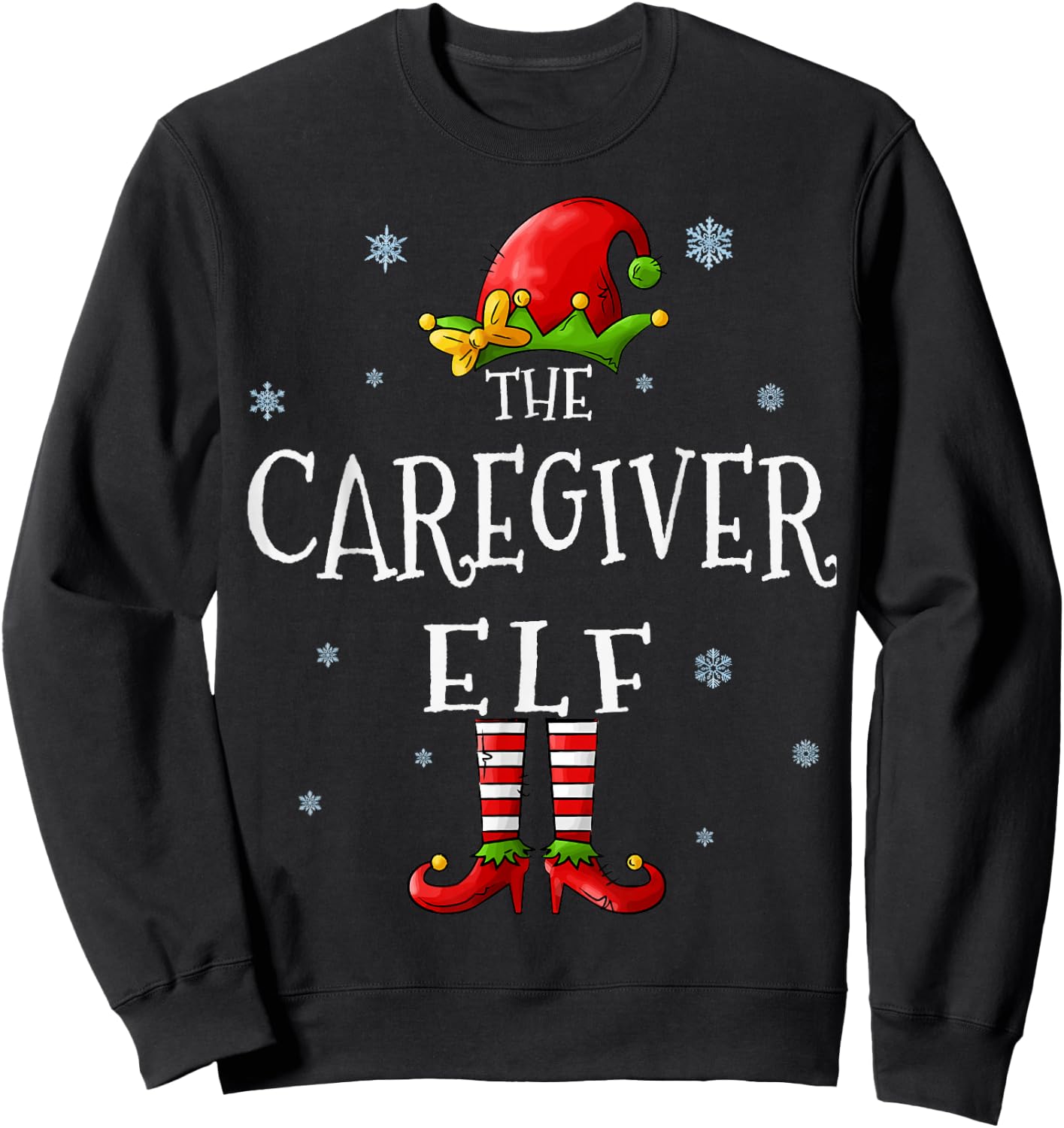 The Caregiver Elf Squad Funny Xmas Groupe Matching Christmas Sweatshirt - Sweatshirt | Black