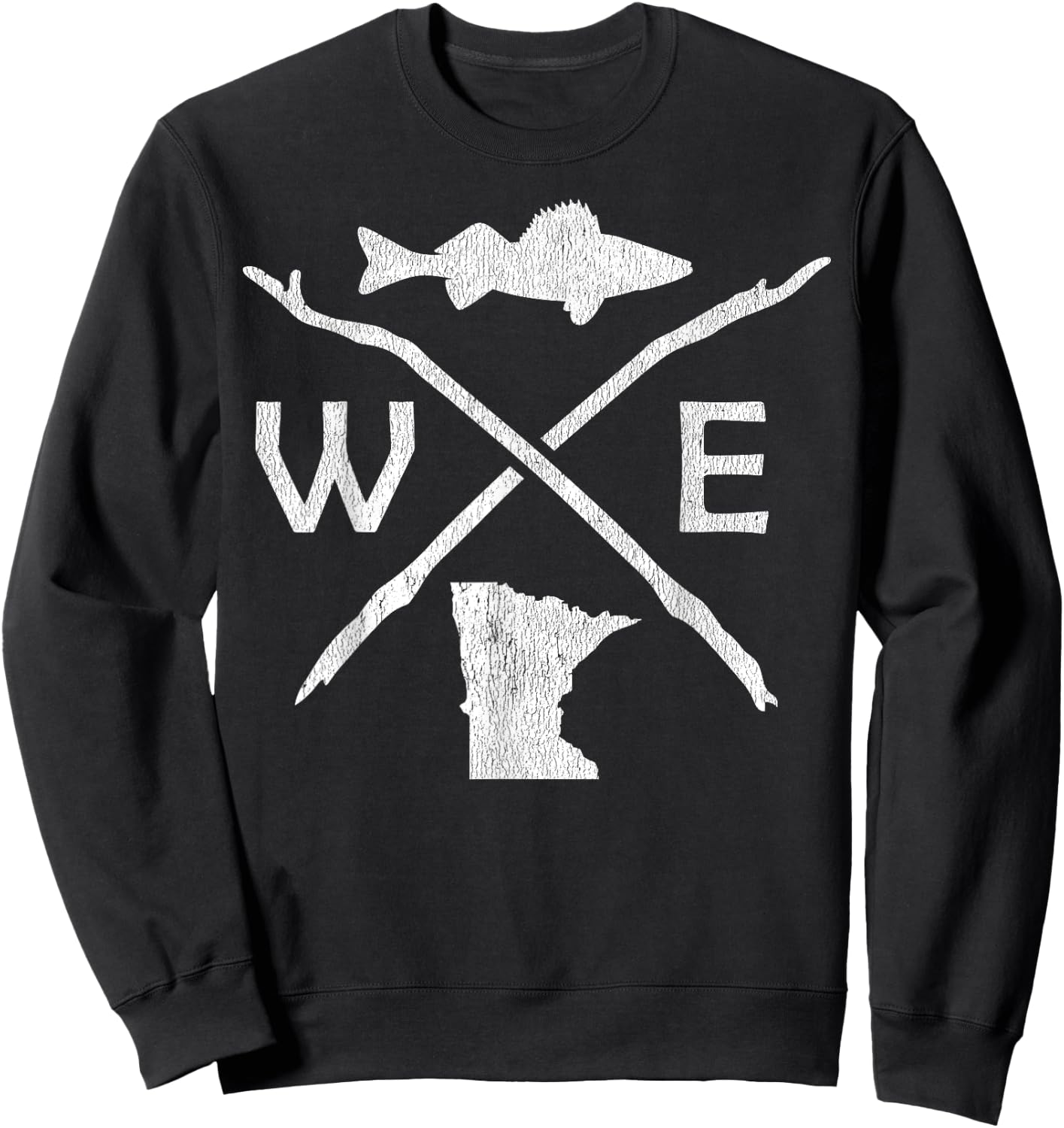 Walleye Fishing - Minnesota Walleye Fishing Compass Gift Sweatshirt - Sweatshirt | Black