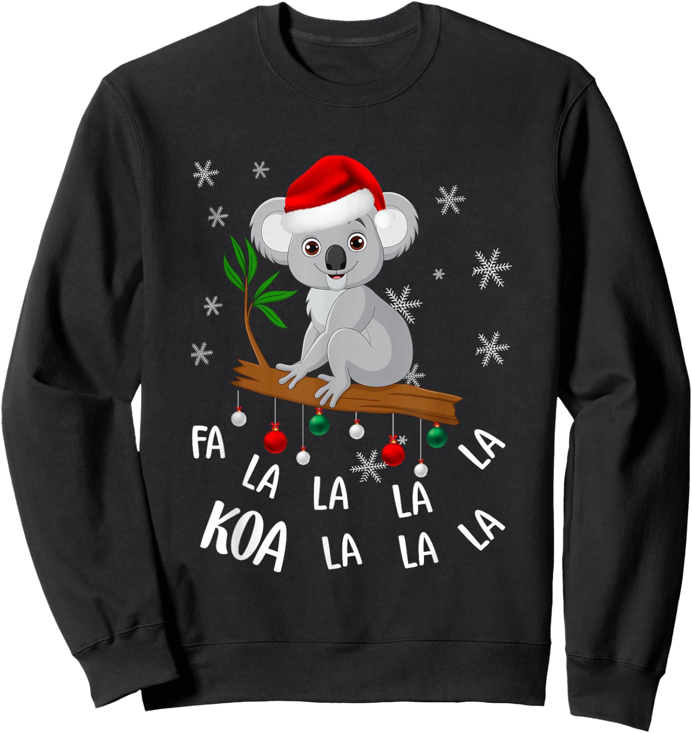 Fa la la Koala Cute Koala Bear in Christmas Hat Santa Sweatshirt - Sweatshirt | Black