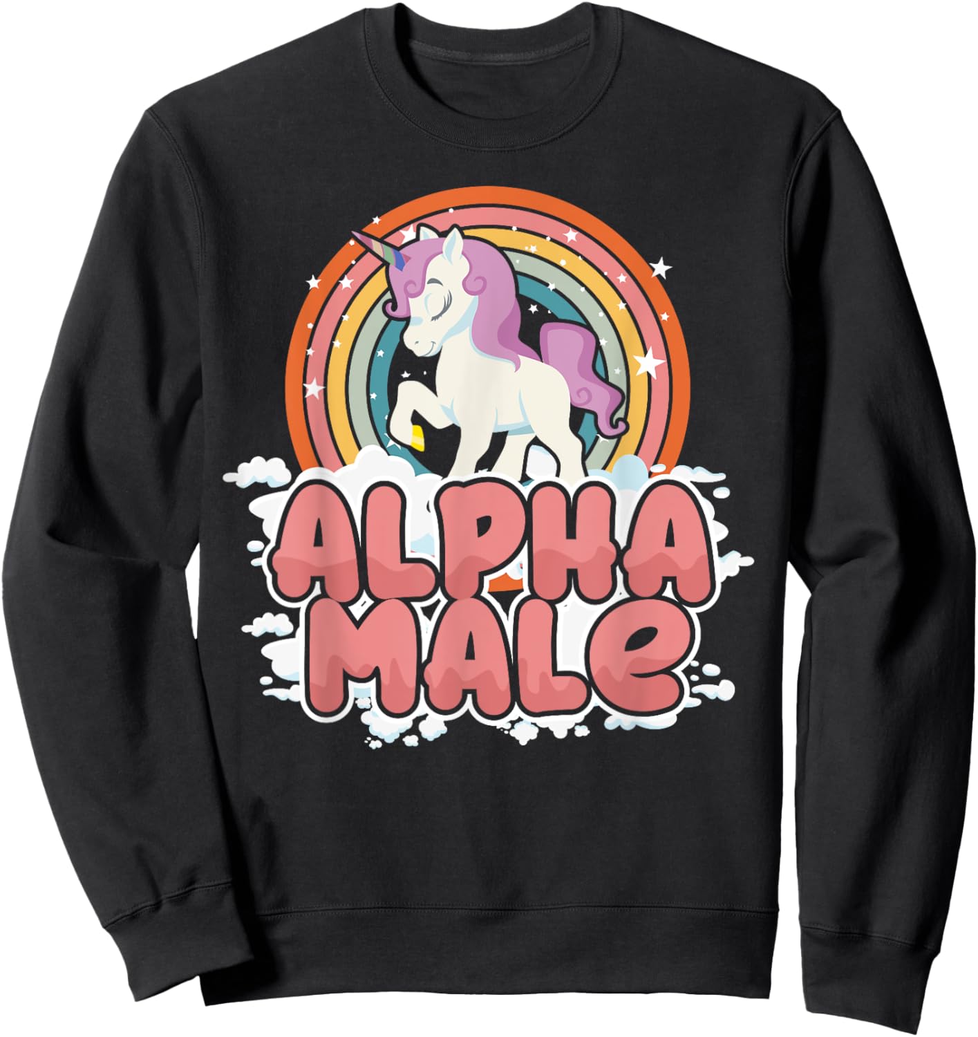 Funny Alpha Male Unicorn Lover Gift Rainbow Sarcastic Sweatshirt - Sweatshirt | Black