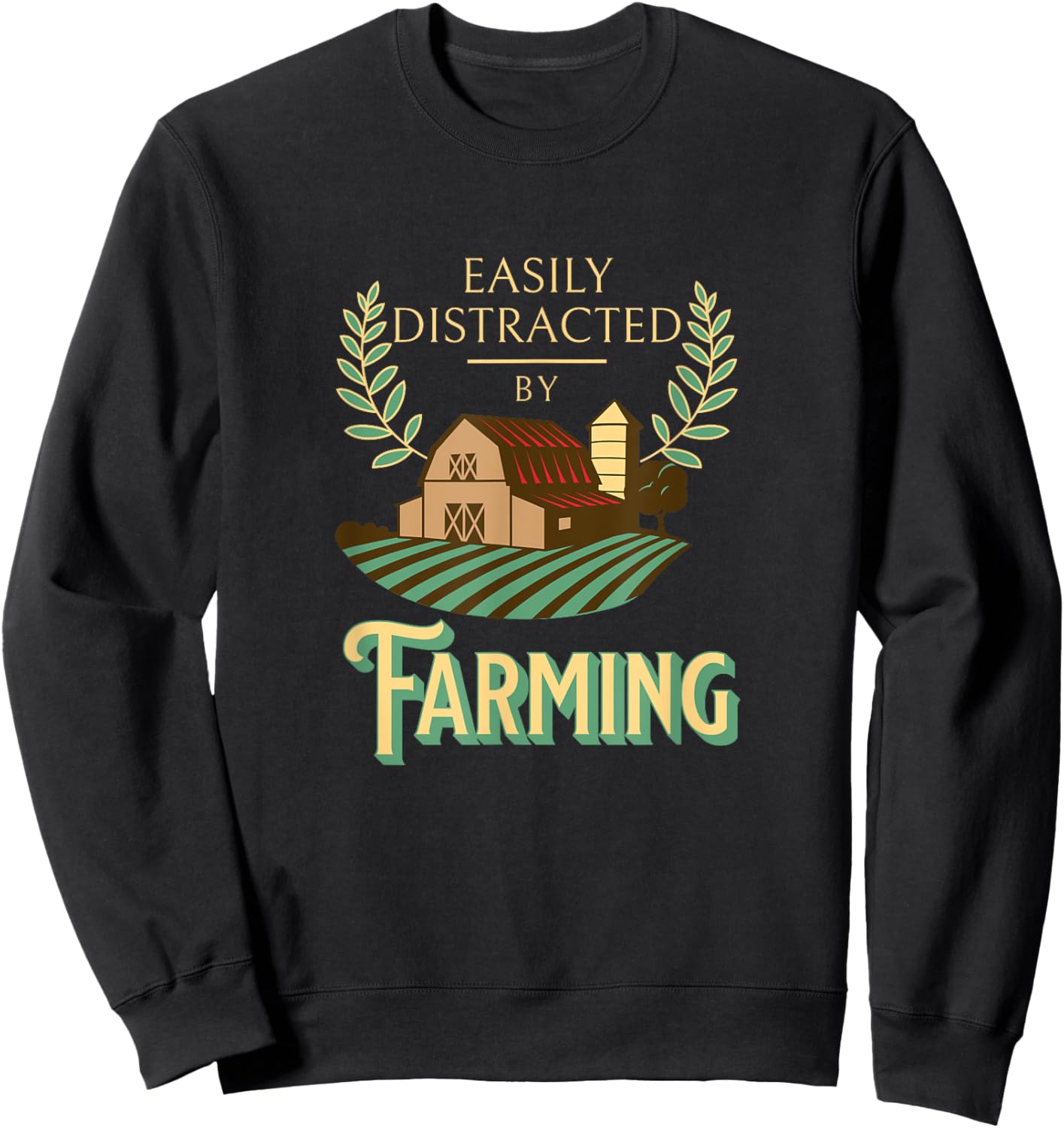 Easily Distracted By Farming Agriculture Farm Lifestyle Sweatshirt - Sweatshirt | Black