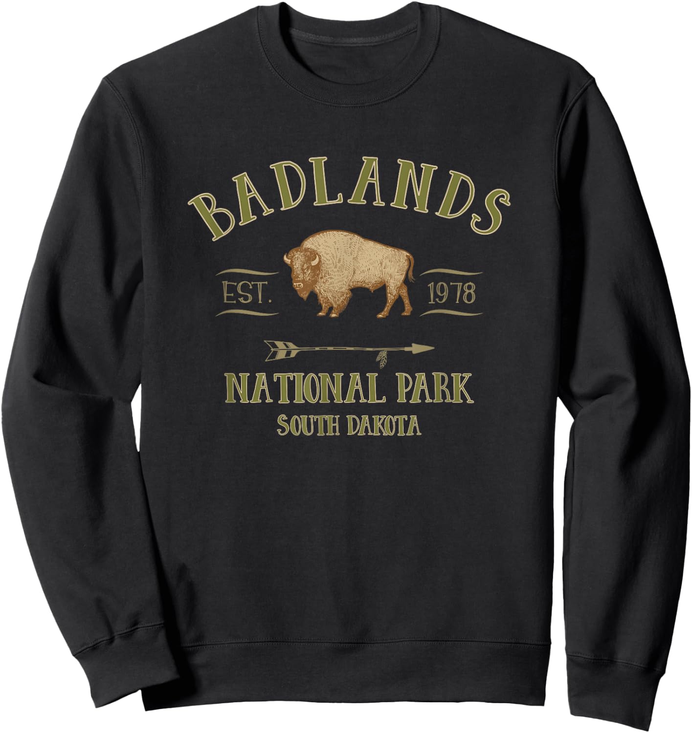 BADLANDS NATIONAL PARK South Dakota bison tourist souvenir Sweatshirt - Sweatshirt | Black