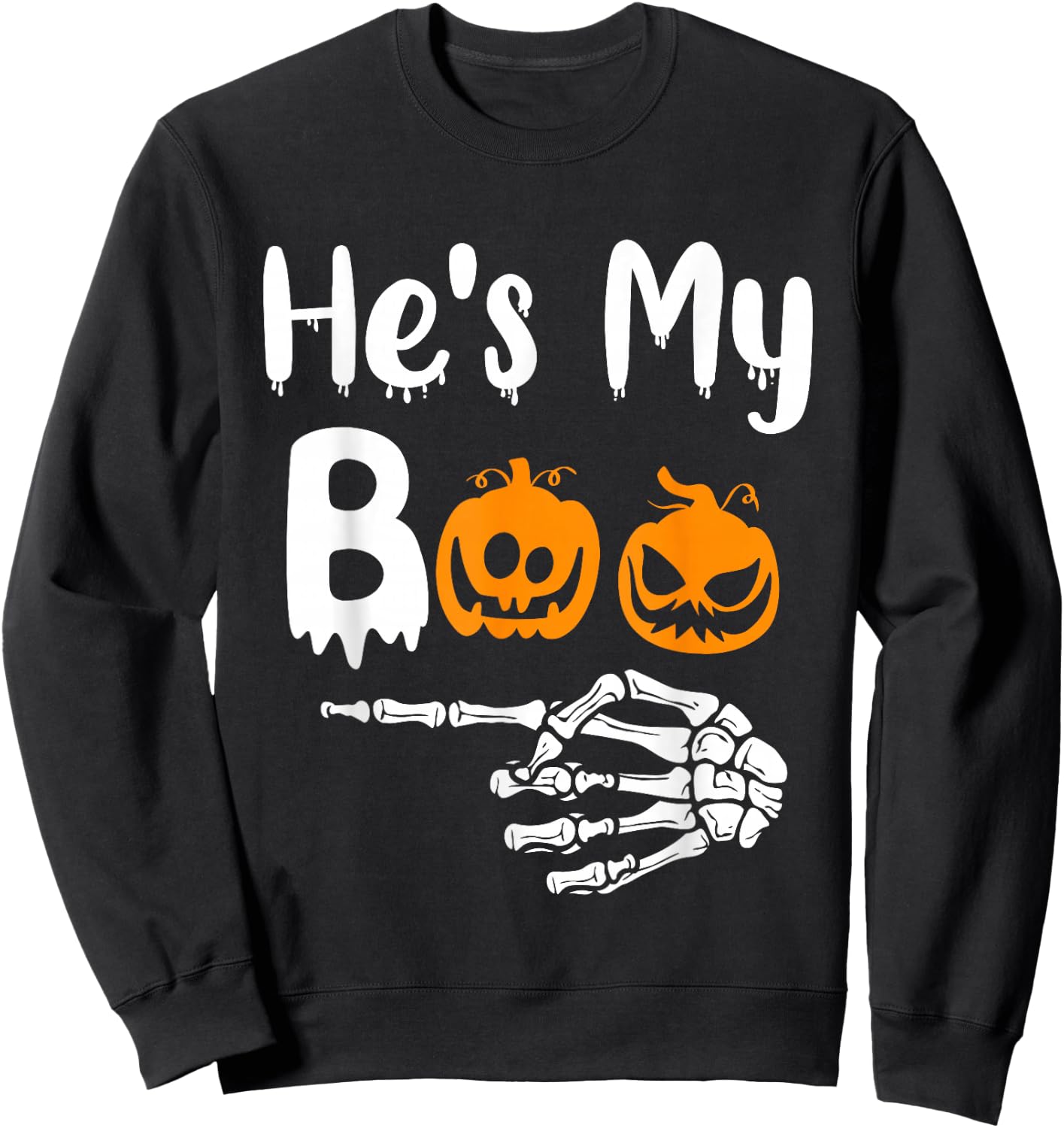 She's My Boo Matching Halloween Pajama Couples He's My Boo Sweatshirt - Sweatshirt | Black