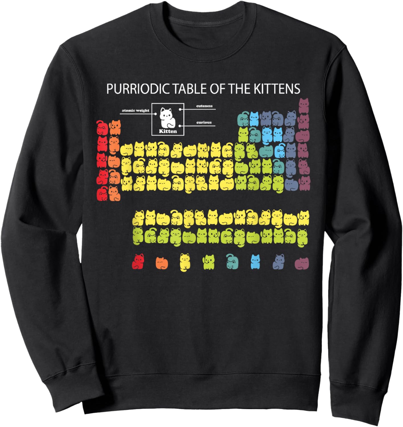 Periodic Table of Kittens Funny Cat Chemistry Funny Cat Sweatshirt - Sweatshirt | Black
