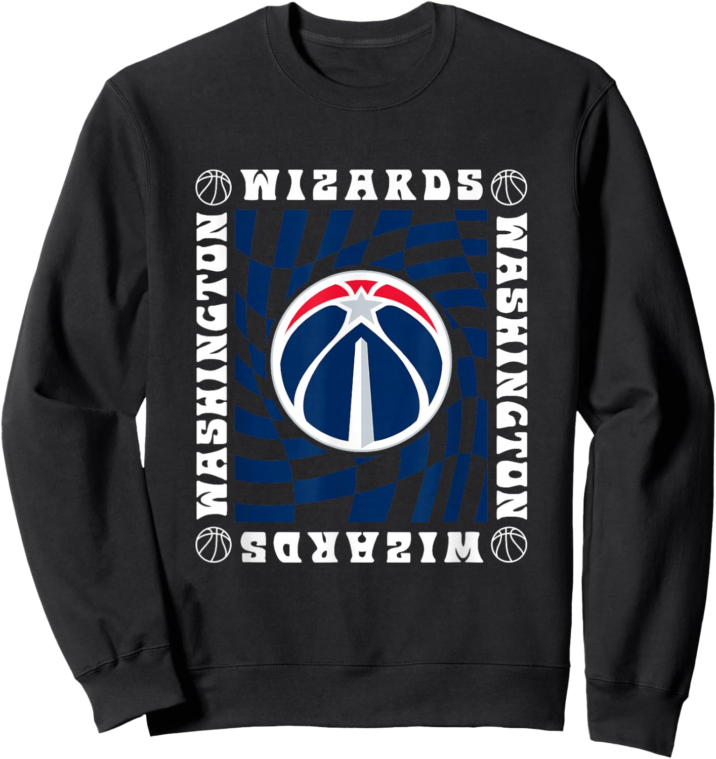 NBA Washington Wizards Retro Checkerboard Wave Sweatshirt - Sweatshirt | Black