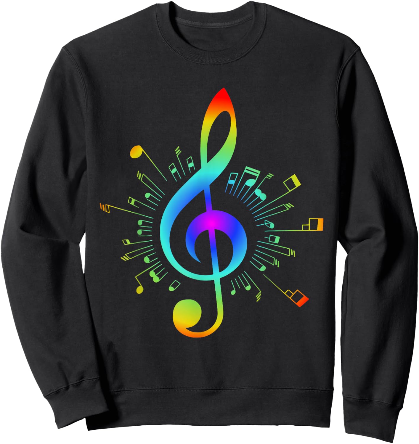 Colorful Treble Clef and Musical Notes Design for Music Love Sweatshirt - Sweatshirt | Black
