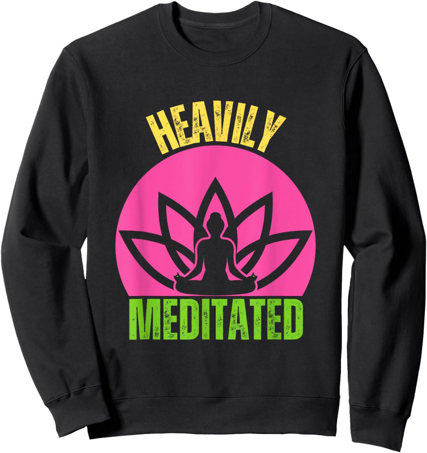 Heavily Meditated Spiritual Warrior Yoga Vintage Sunset Sweatshirt - Sweatshirt | Black