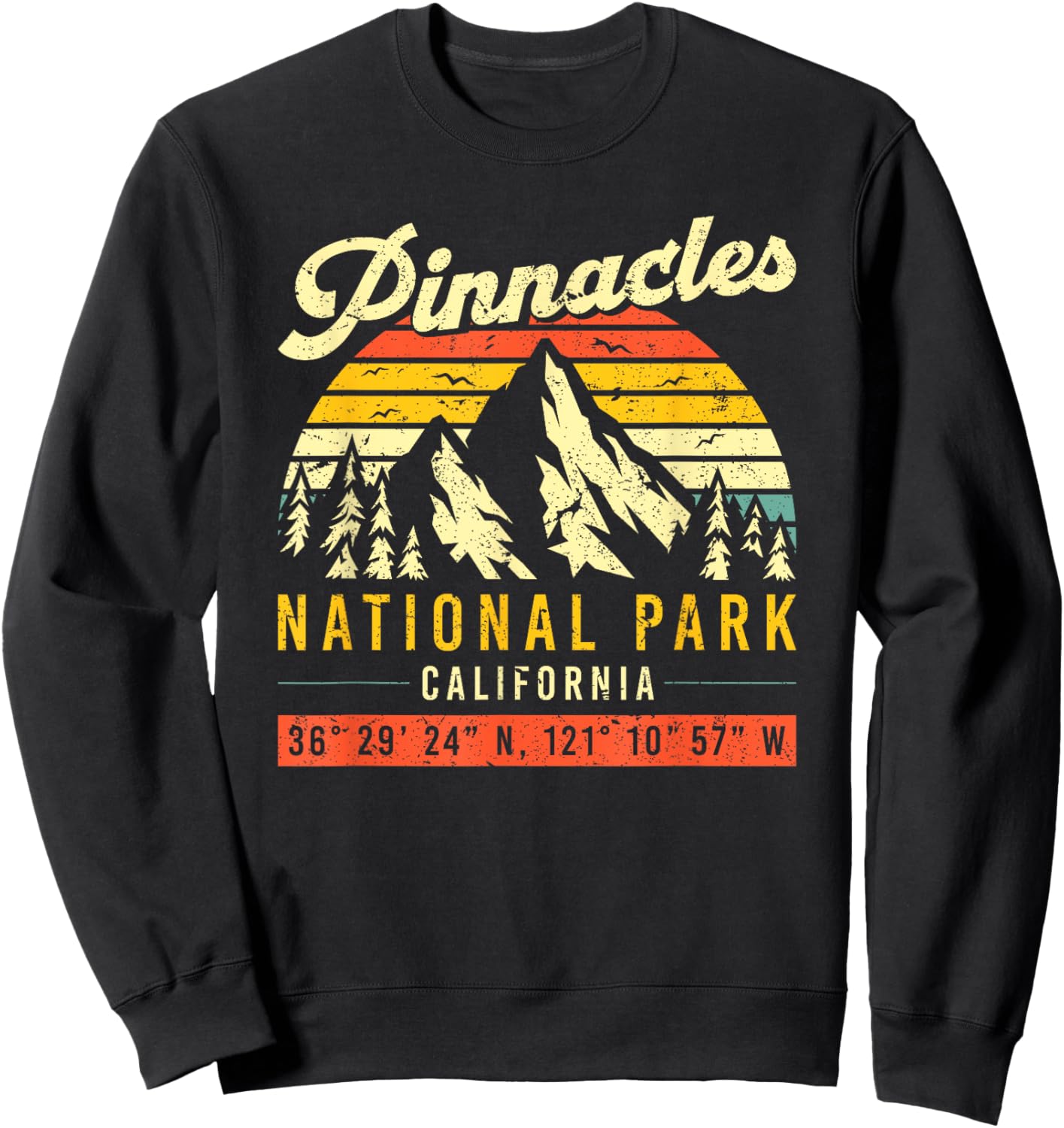 Pinnacles California Vintage Retro National Park Sweatshirt - Sweatshirt | Black