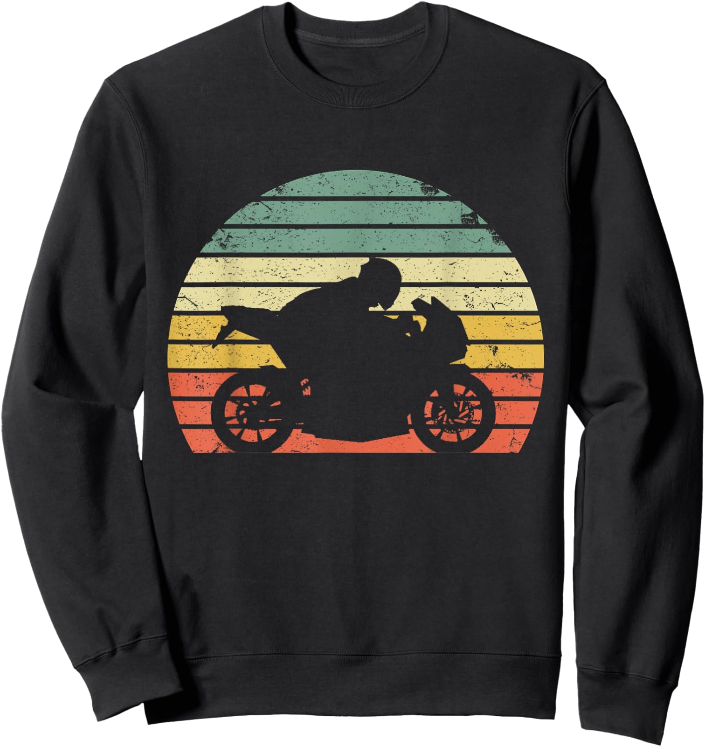 Vintage Biker Motorcycle Shirt Silhouette Retro Sweatshirt - Sweatshirt | Black