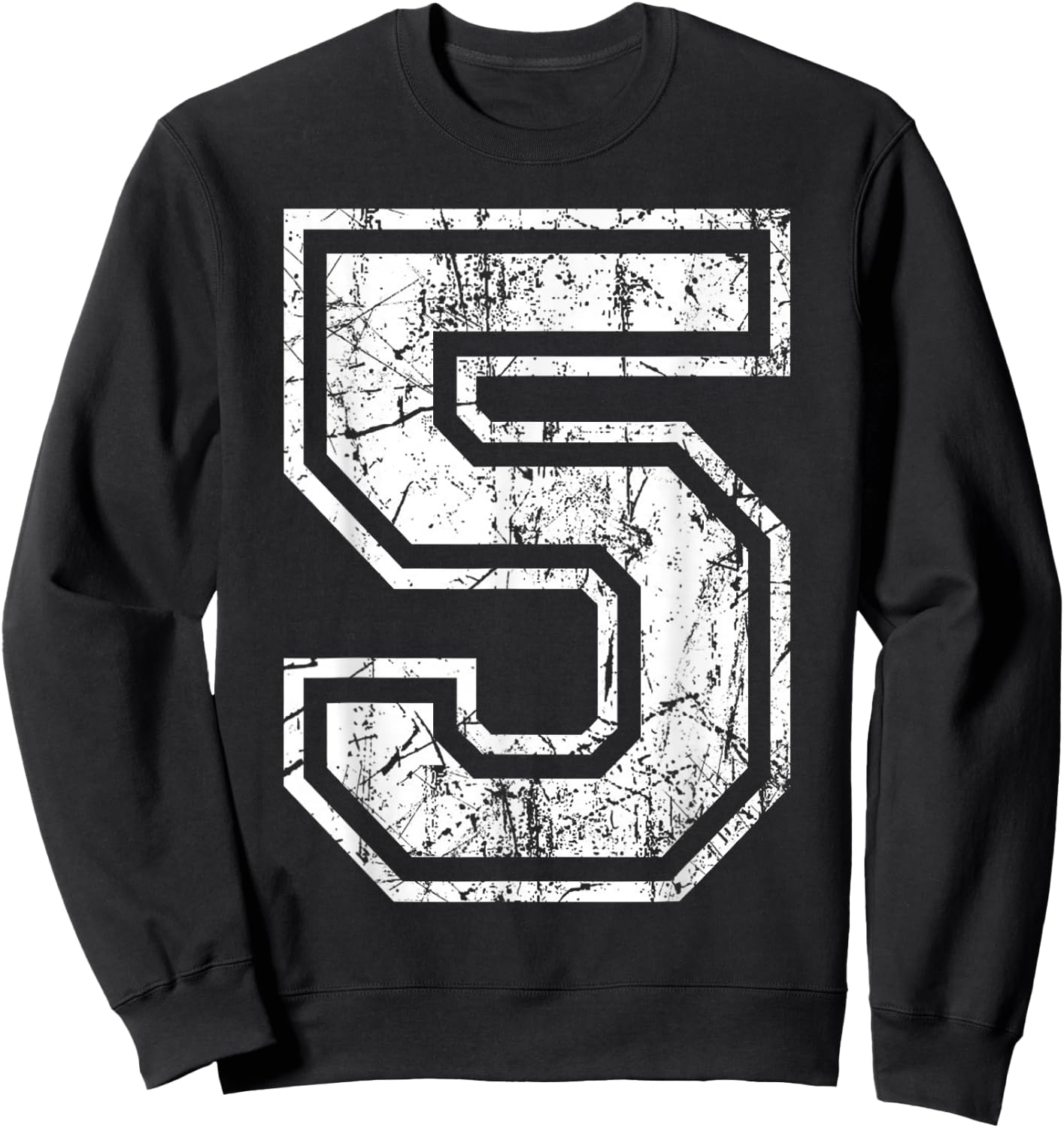 Sports Jersey Grunge Number 5 Fan Team Player Birthday Gift Sweatshirt - Sweatshirt | Black