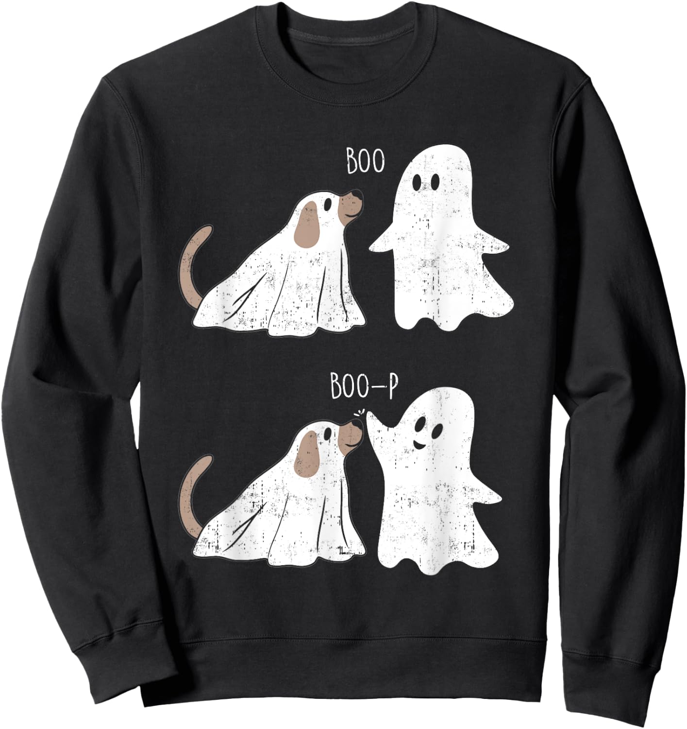 Retro Vintage Boo Boop Ghost And Dog Halloween Funny Sweatshirt - Sweatshirt | Black