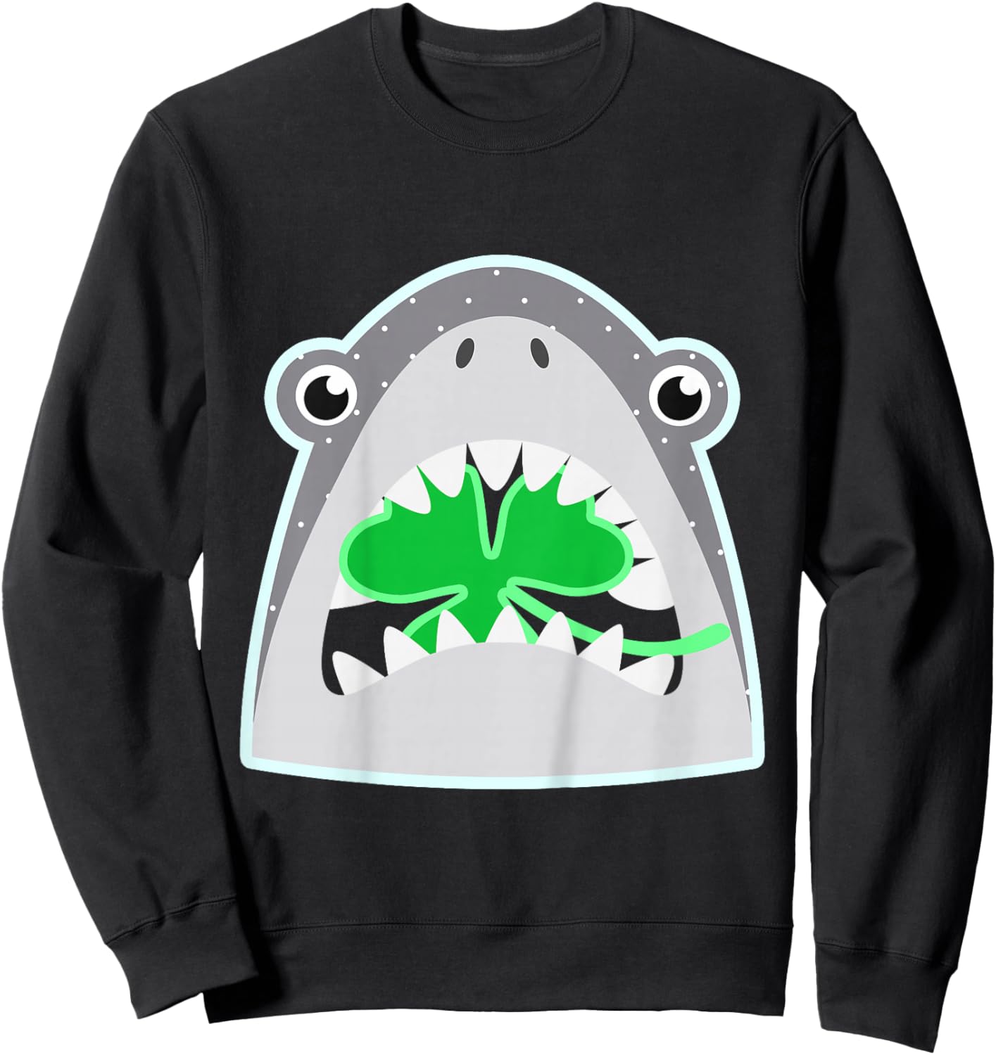 Toddler St Patricks Day Shark Shamrock Boys Lucky Clover Sweatshirt - Sweatshirt | Black