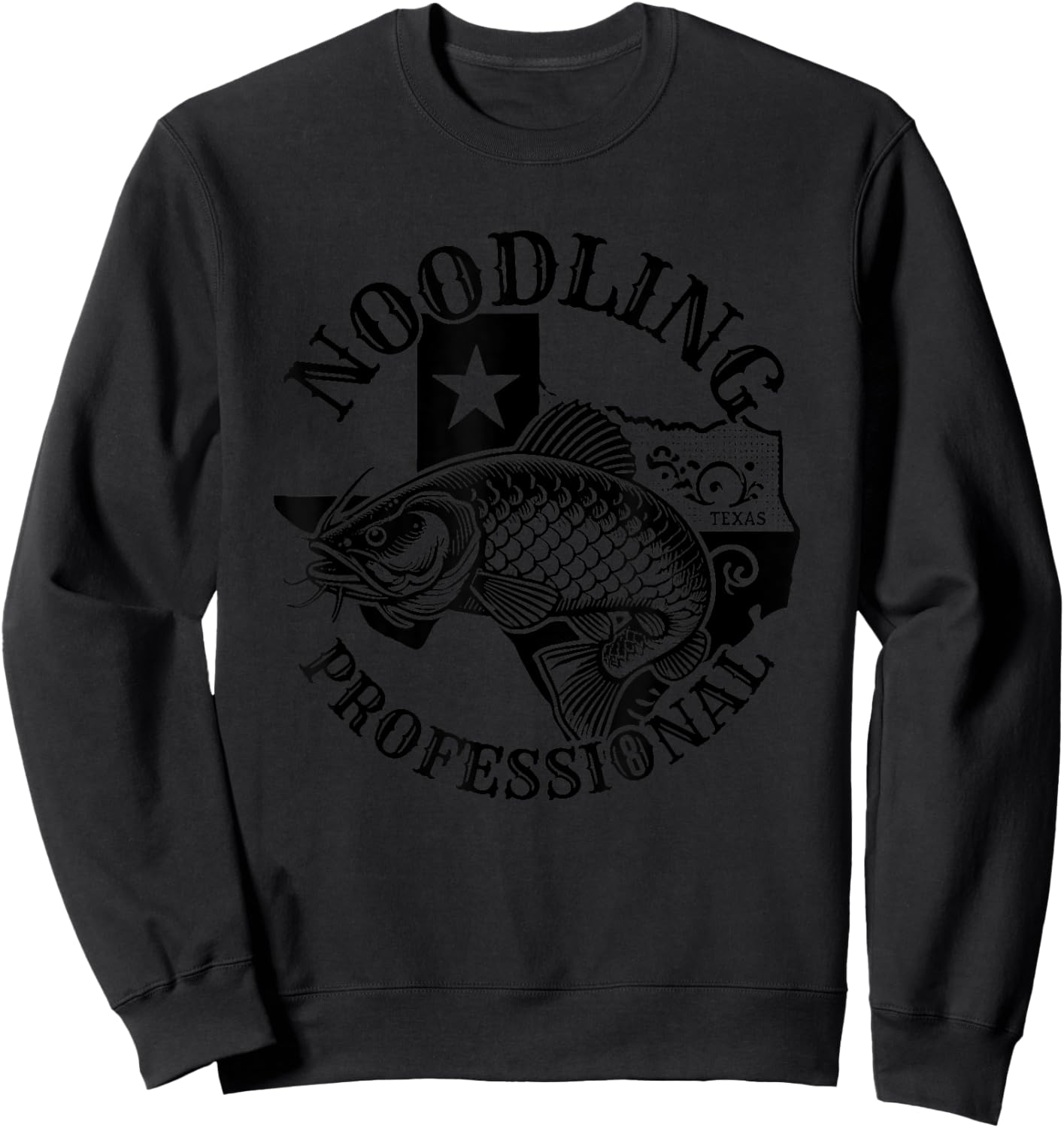 Texan Noodling professional, funny Texas catfish noodling Sweatshirt - Sweatshirt | Black