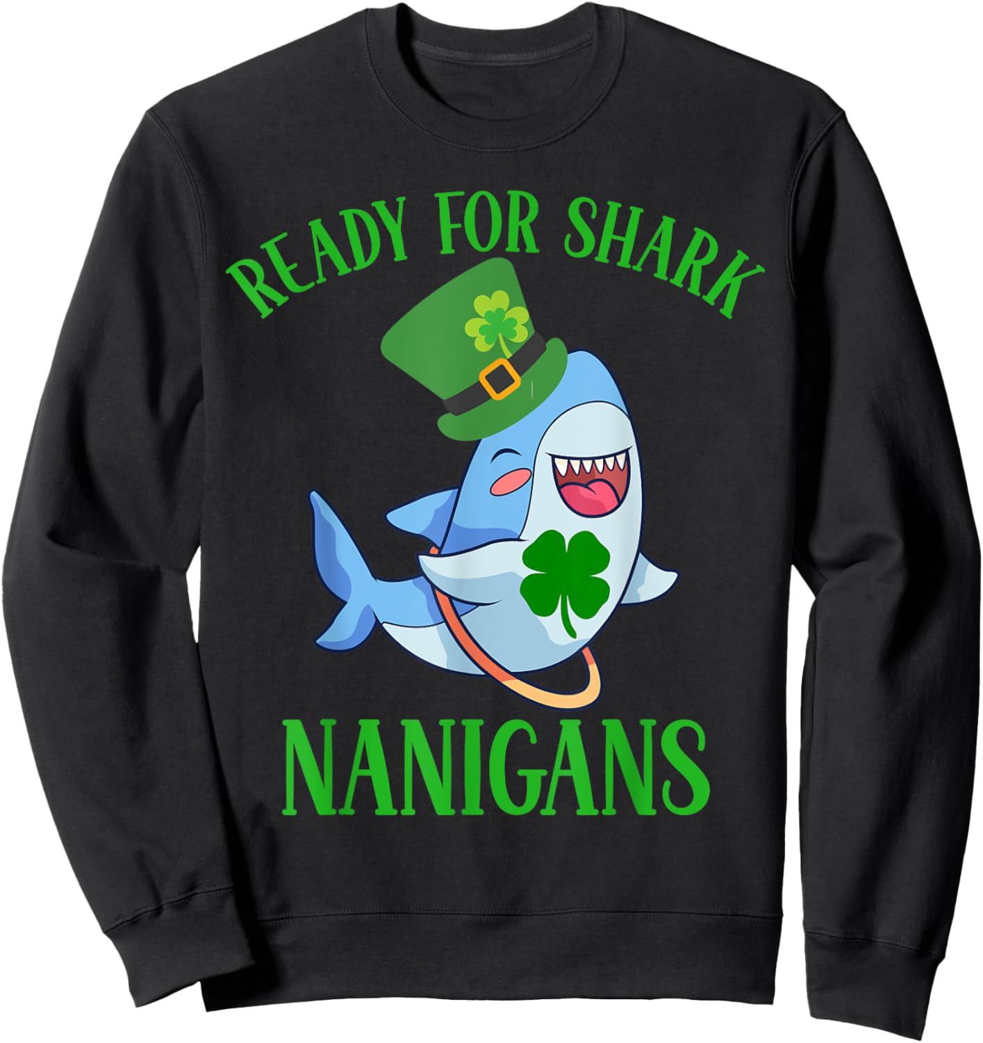Boys St Patricks Day Shirts With Sharks Shenanigans Funny Sweatshirt - Sweatshirt | Black