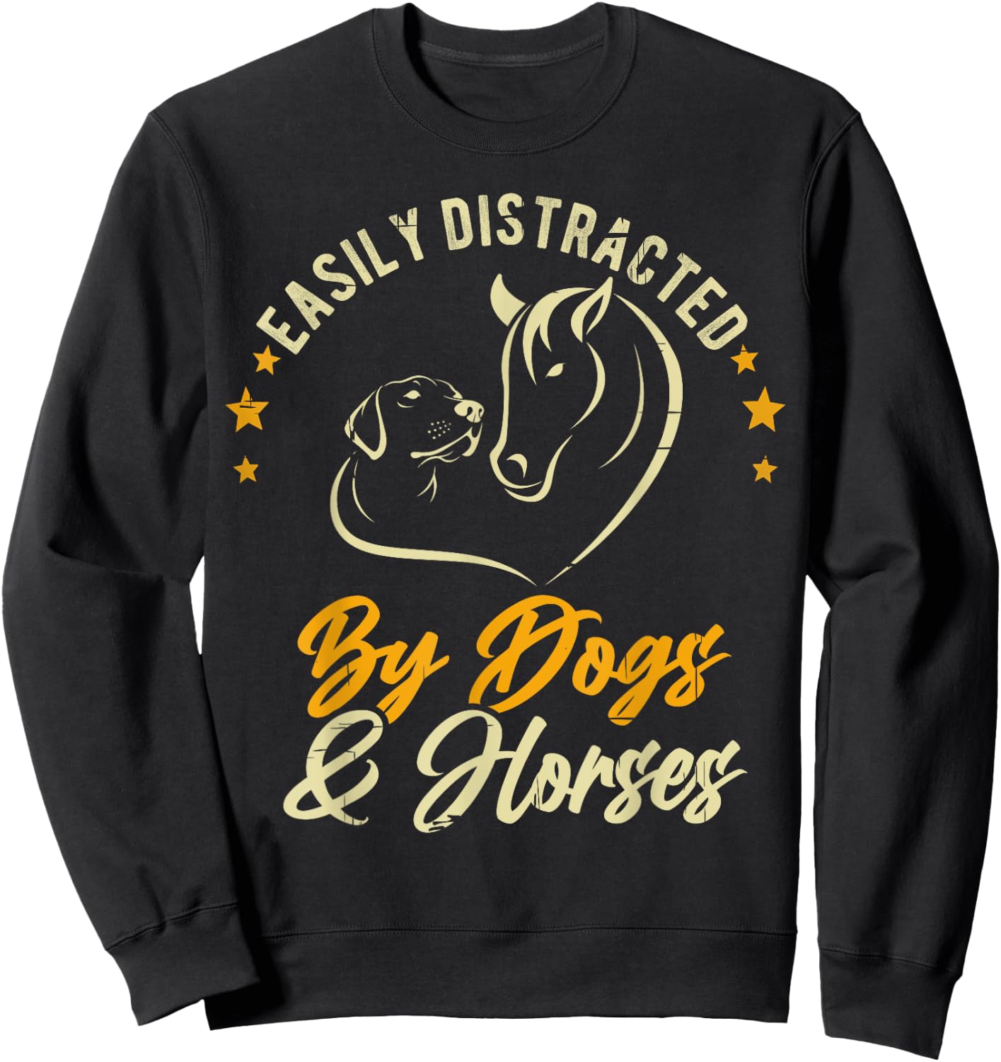 Easily Distracted By Dogs And Horses Dog Mom Horse Mom Women Girls Kids Sweatshirt - Sweatshirt | Black