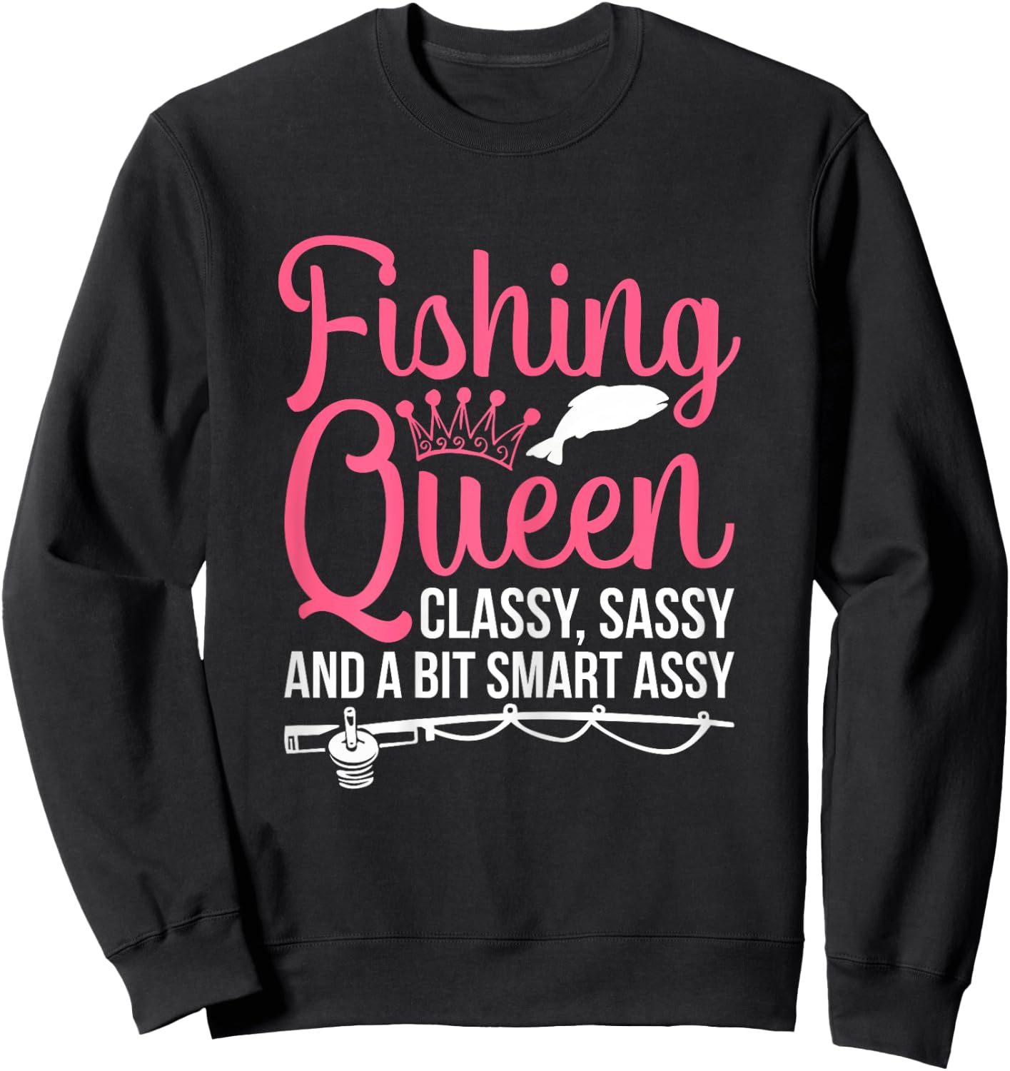 Women Fishing for Girls Fish Bass Fishing Sweatshirt - Sweatshirt | Black